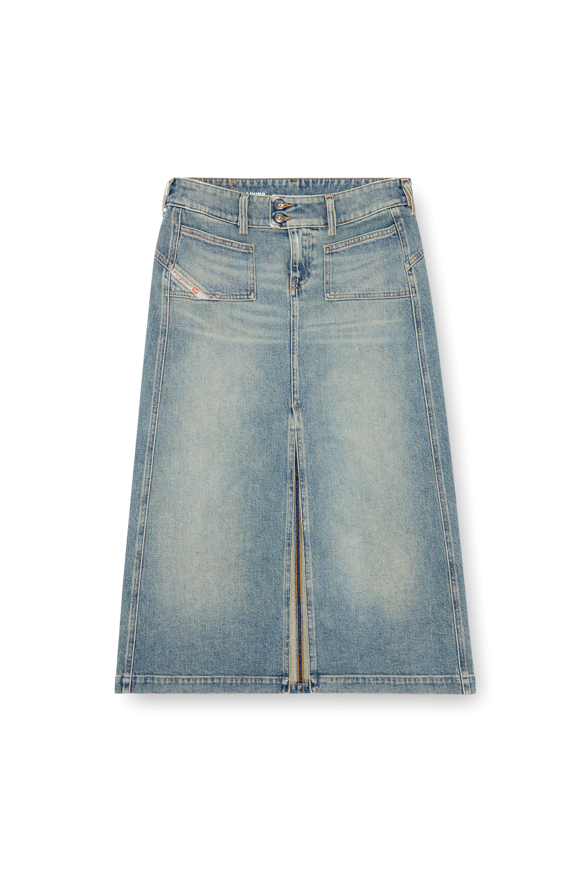 Diesel - DE-HUSH-MID, Jupe midi en denim Femme in Bleu - 3