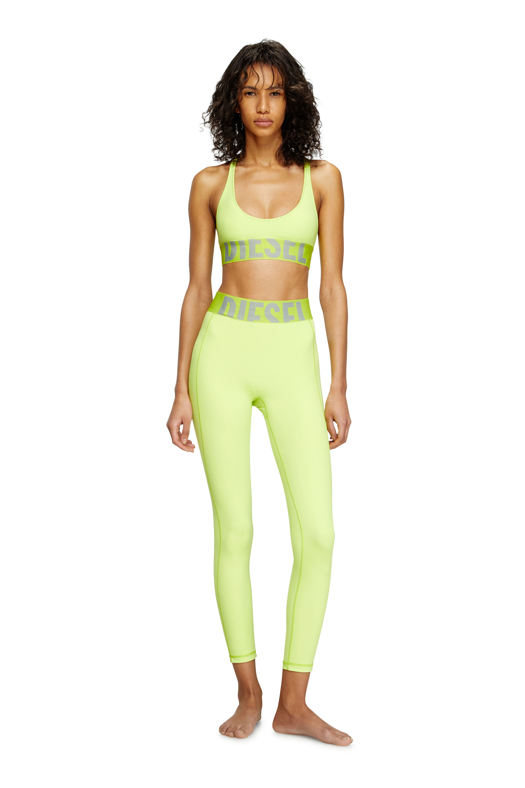 Diesel - ALLISON-D-POP, Brassière de sport en microfibre avec logo tronqué Femme in Vert - 1