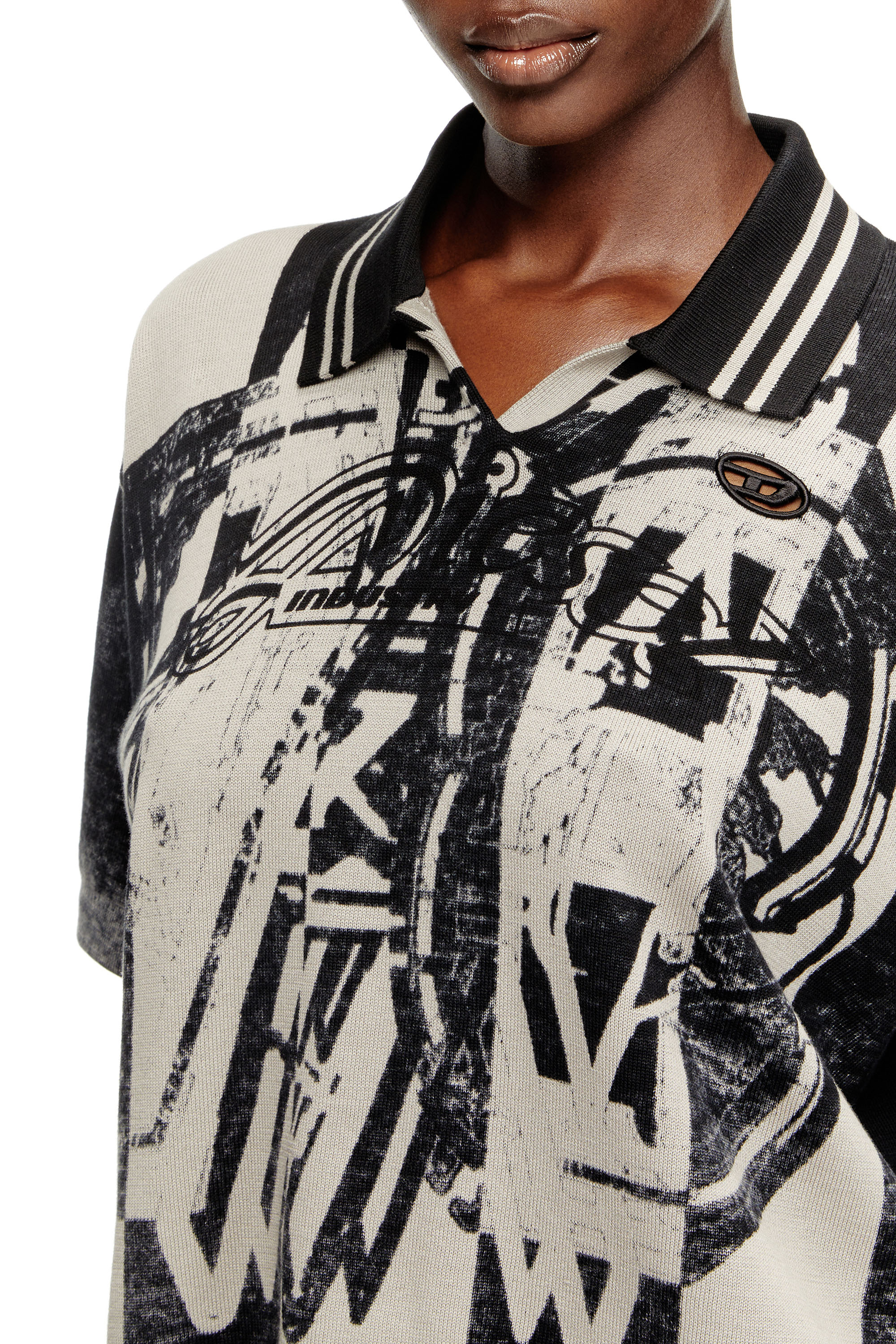 Diesel - M-OLIBA-POLO, Female's Striped polo jumper with 78 logo in null - 4