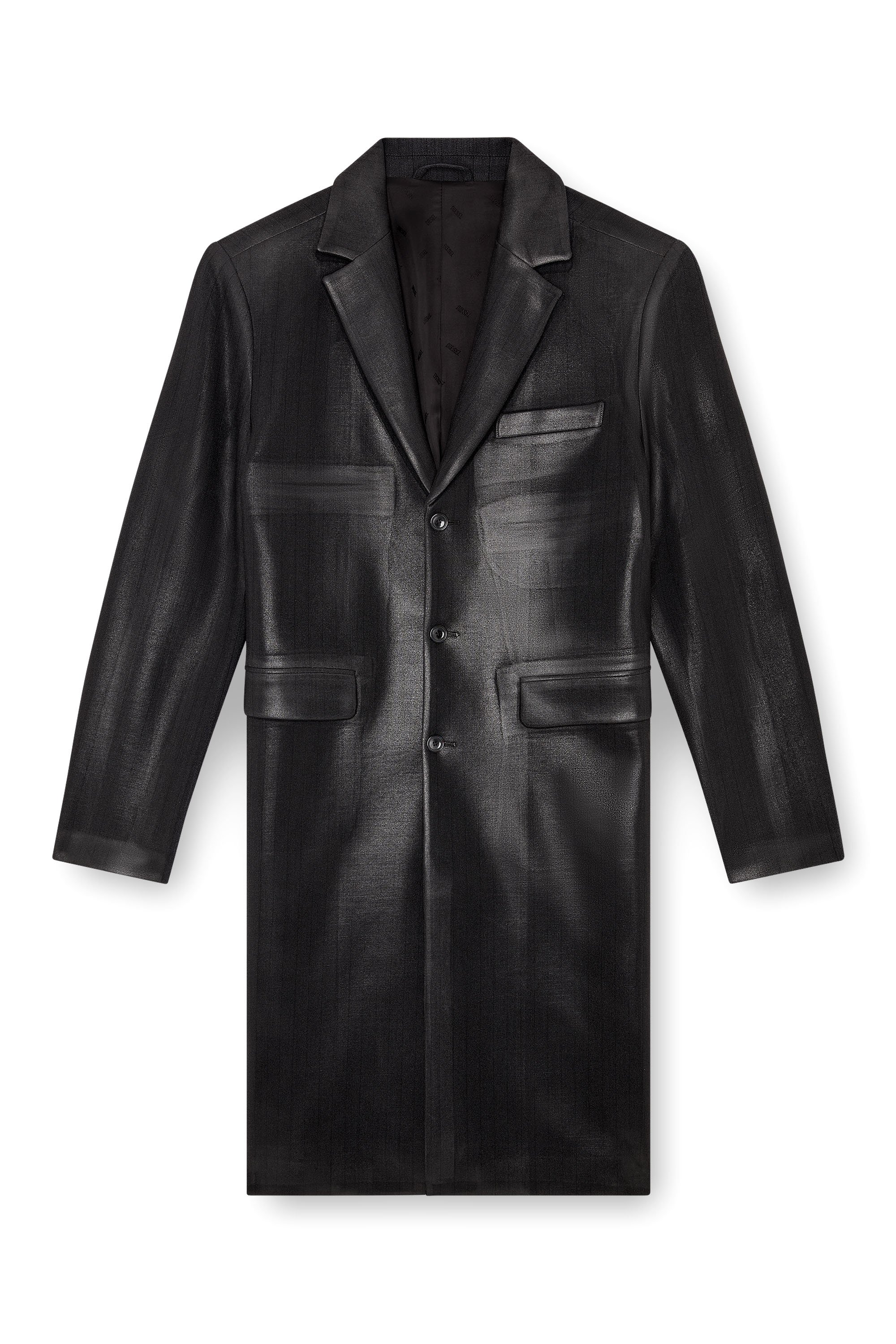 Diesel - J-DENNER, Male Coat in pinstriped cool wool in Black - Image 3