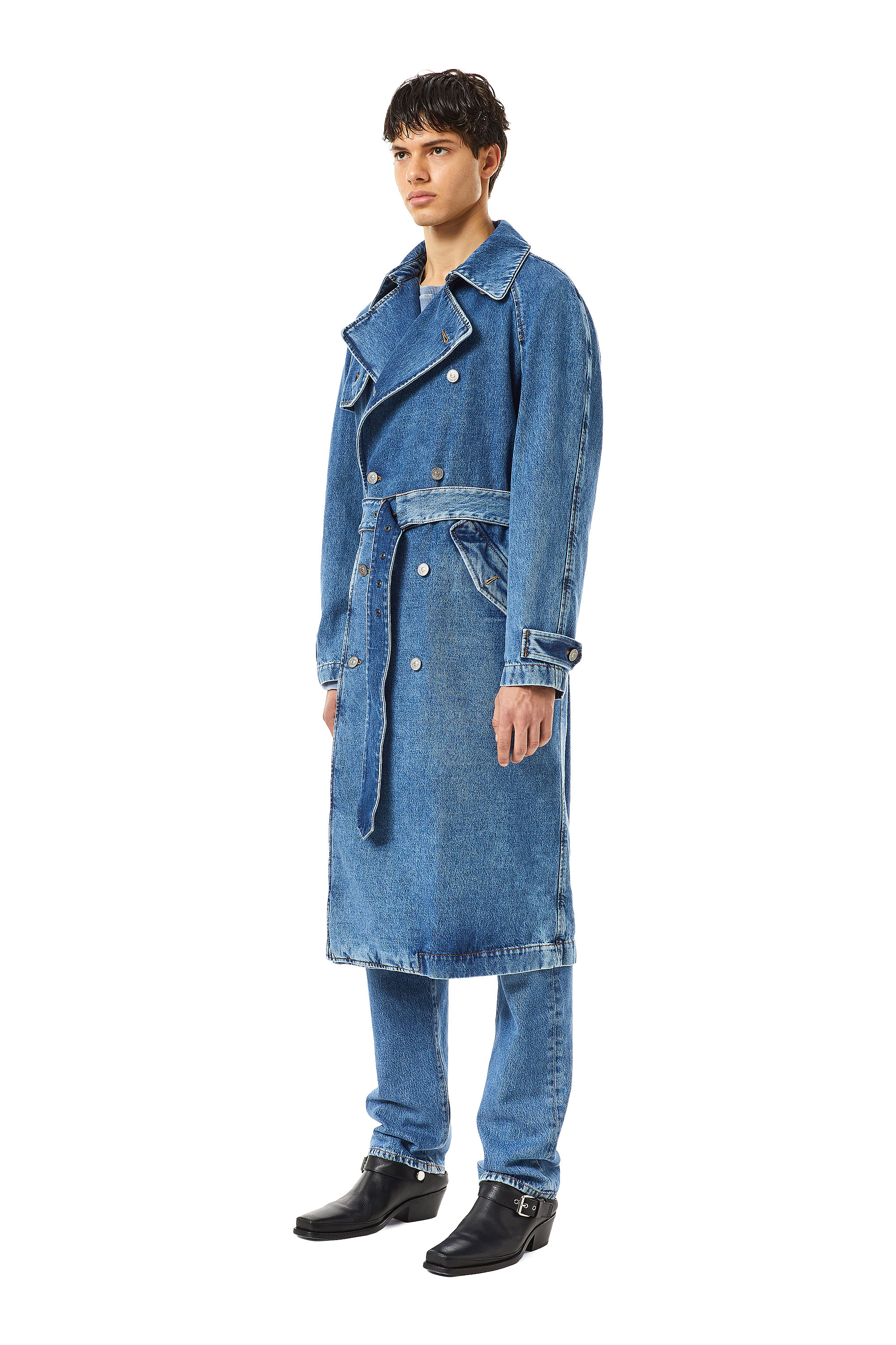 Diesel - D-DELIRIOUS DOUBLE BREASTED TRENCH COAT, Bleu moyen - Image 4