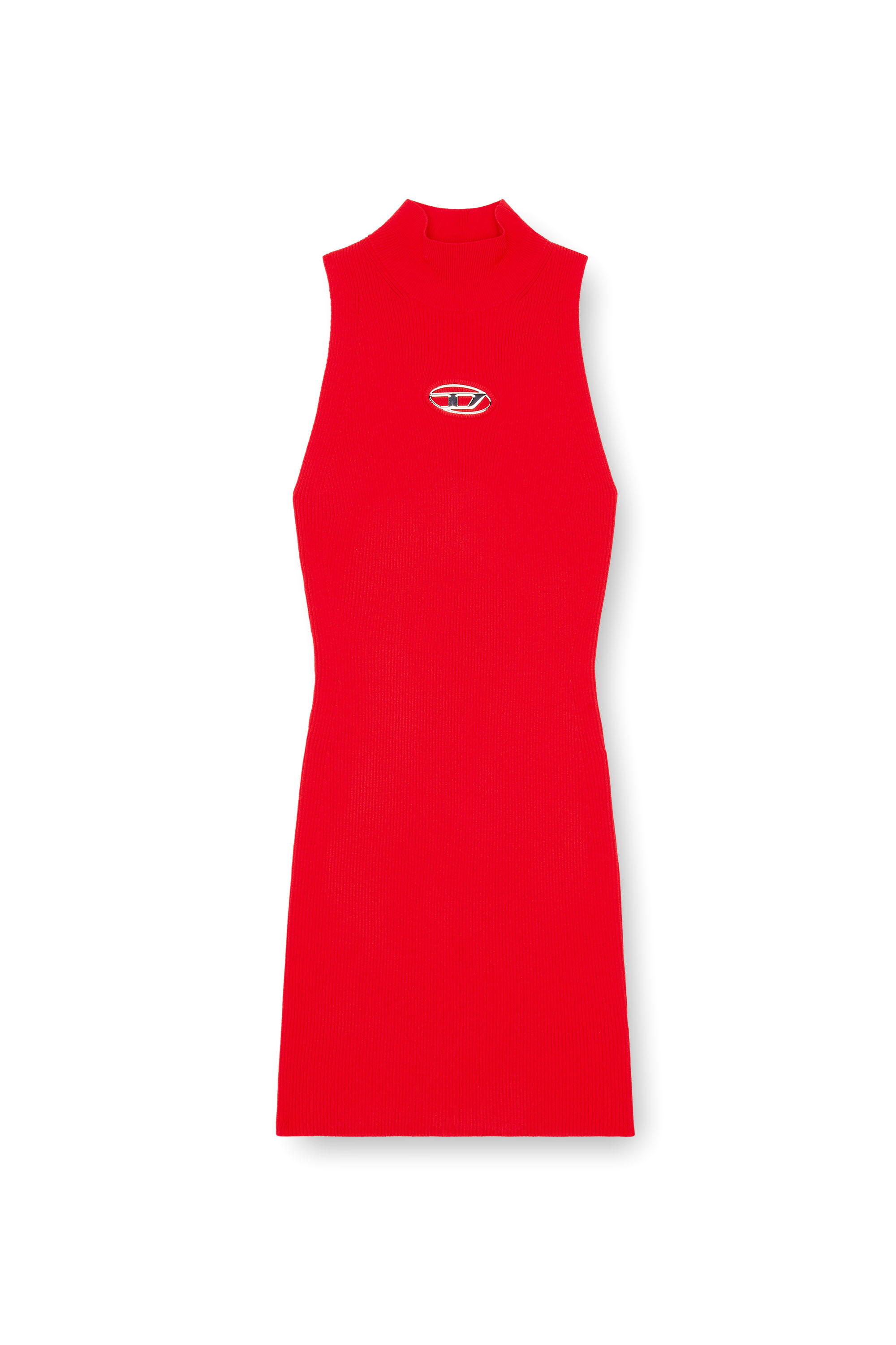 Diesel - M-ONERVAX, Robe courte à col roulé en maille côtelée Femme in Rouge - 4