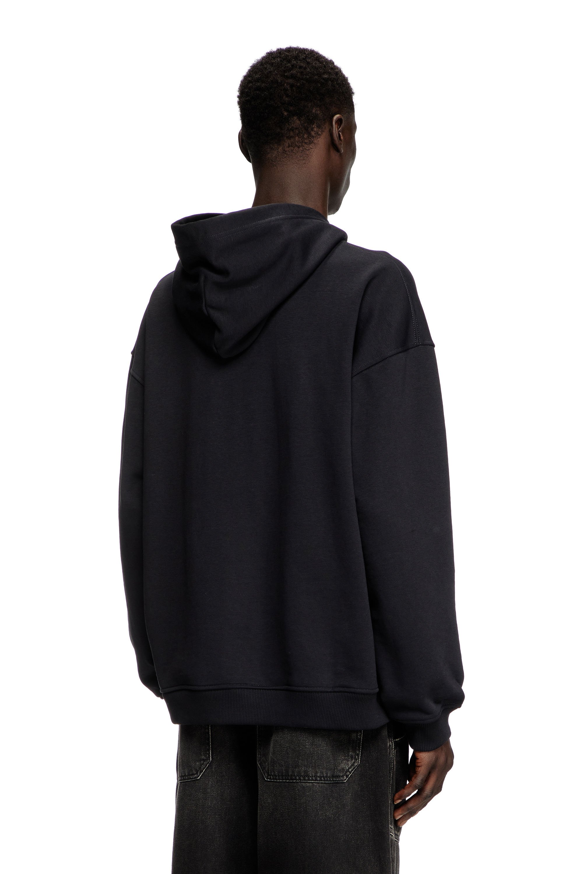 Diesel - S-BOXT-HOOD-R13, Sweat-shirt à capuche avec logo imprimé effet destroy Homme in Noir - 3