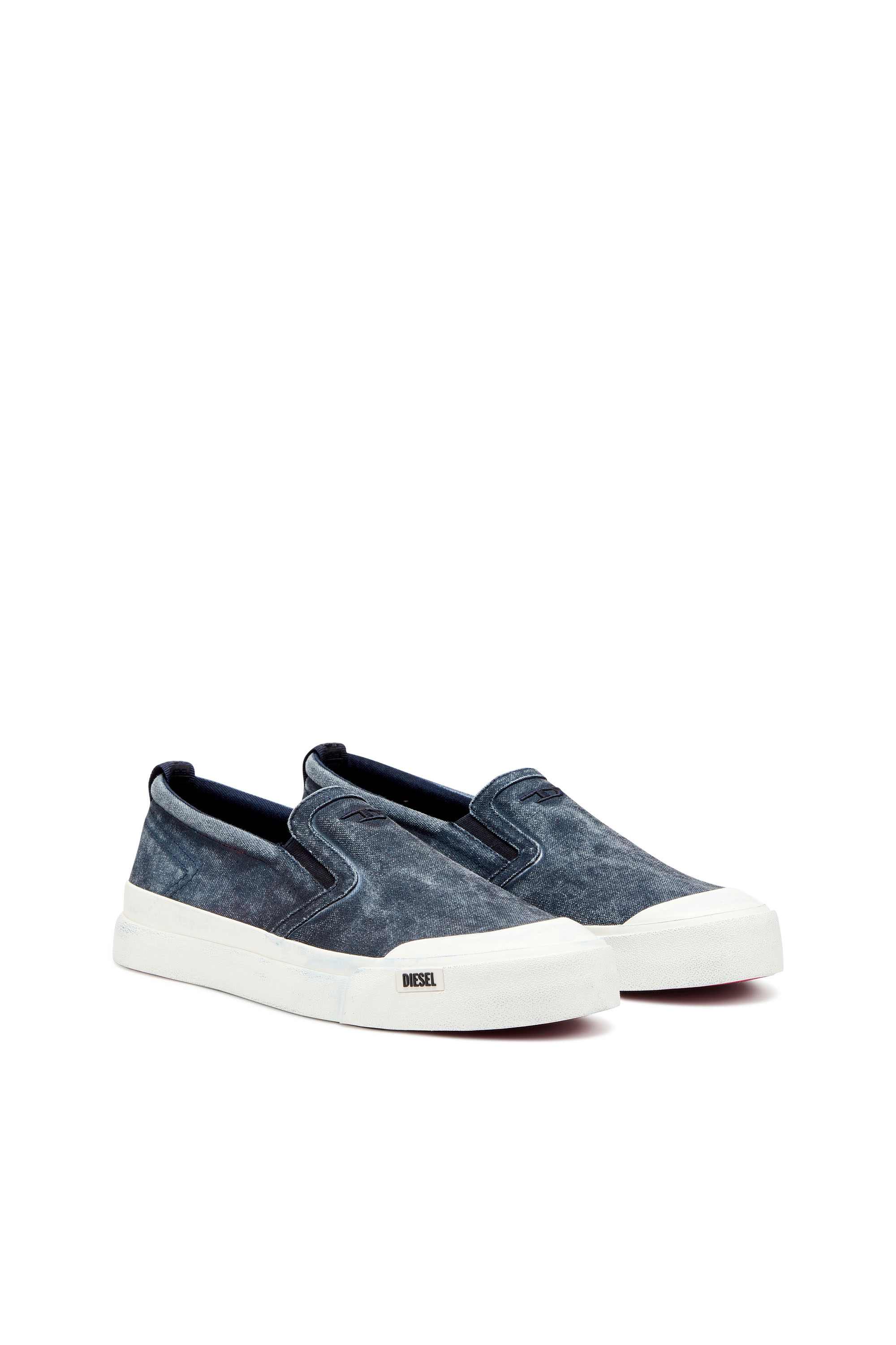 Diesel - S-ATHOS SLIP ON, Male's S-Athos-Canvas slip-on sneakers with D embroidery in Blue - 2