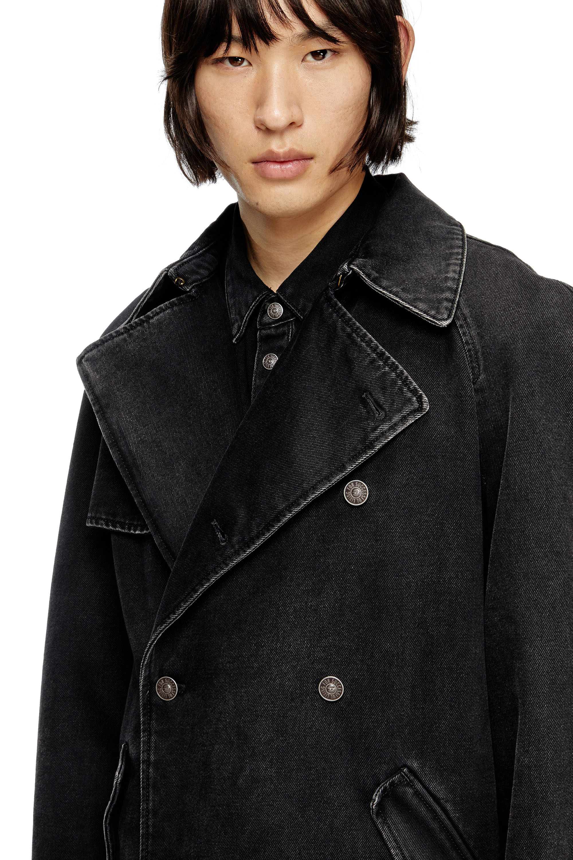 Diesel - D-DELIRIOUS-D, Trench-coat en denim délavé Homme in Noir - 4