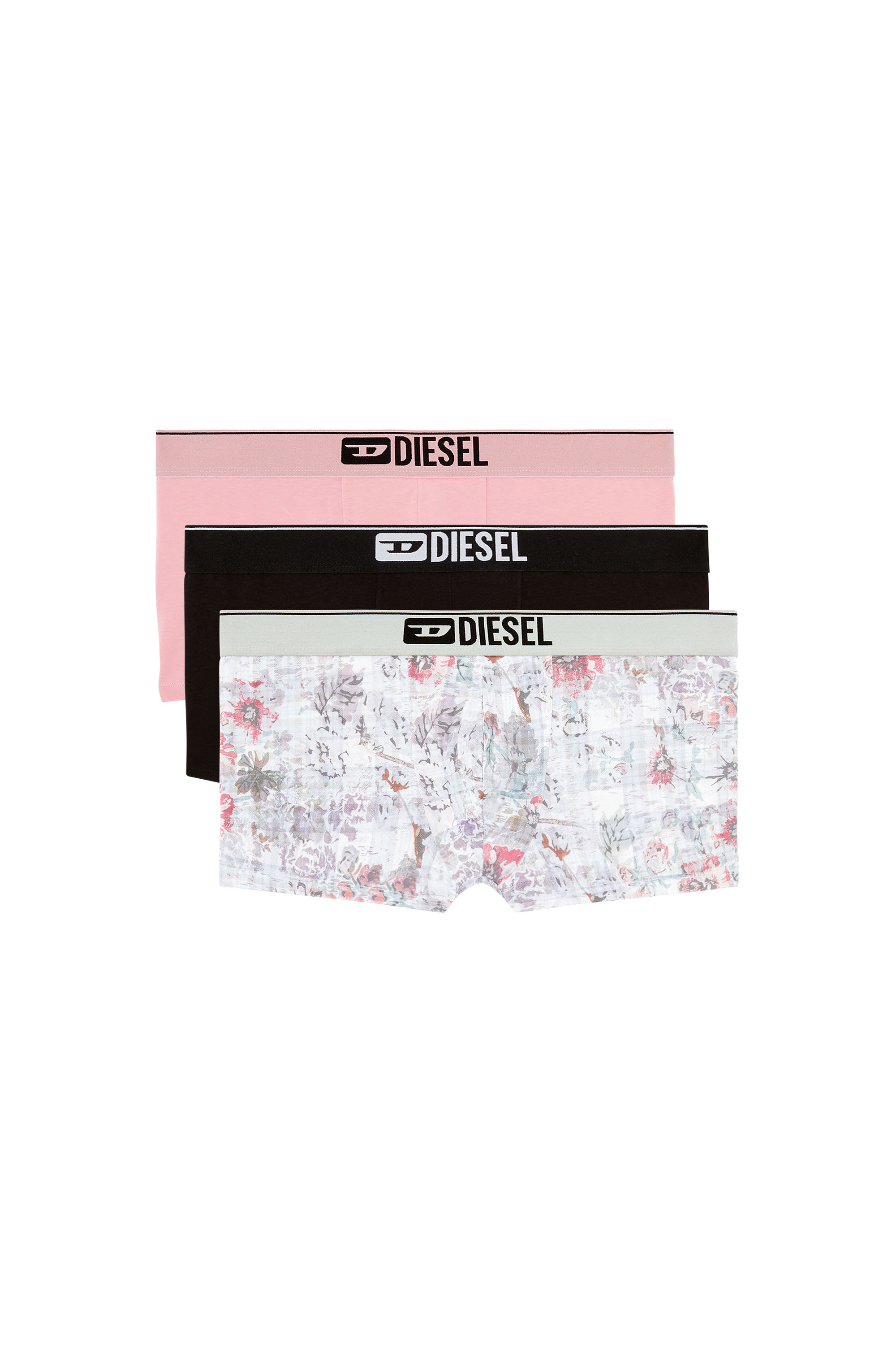 Diesel - DAMIEN-THREEPACK, Male's Three-pack boxer briefs with floral motif in Pink/Black - 1