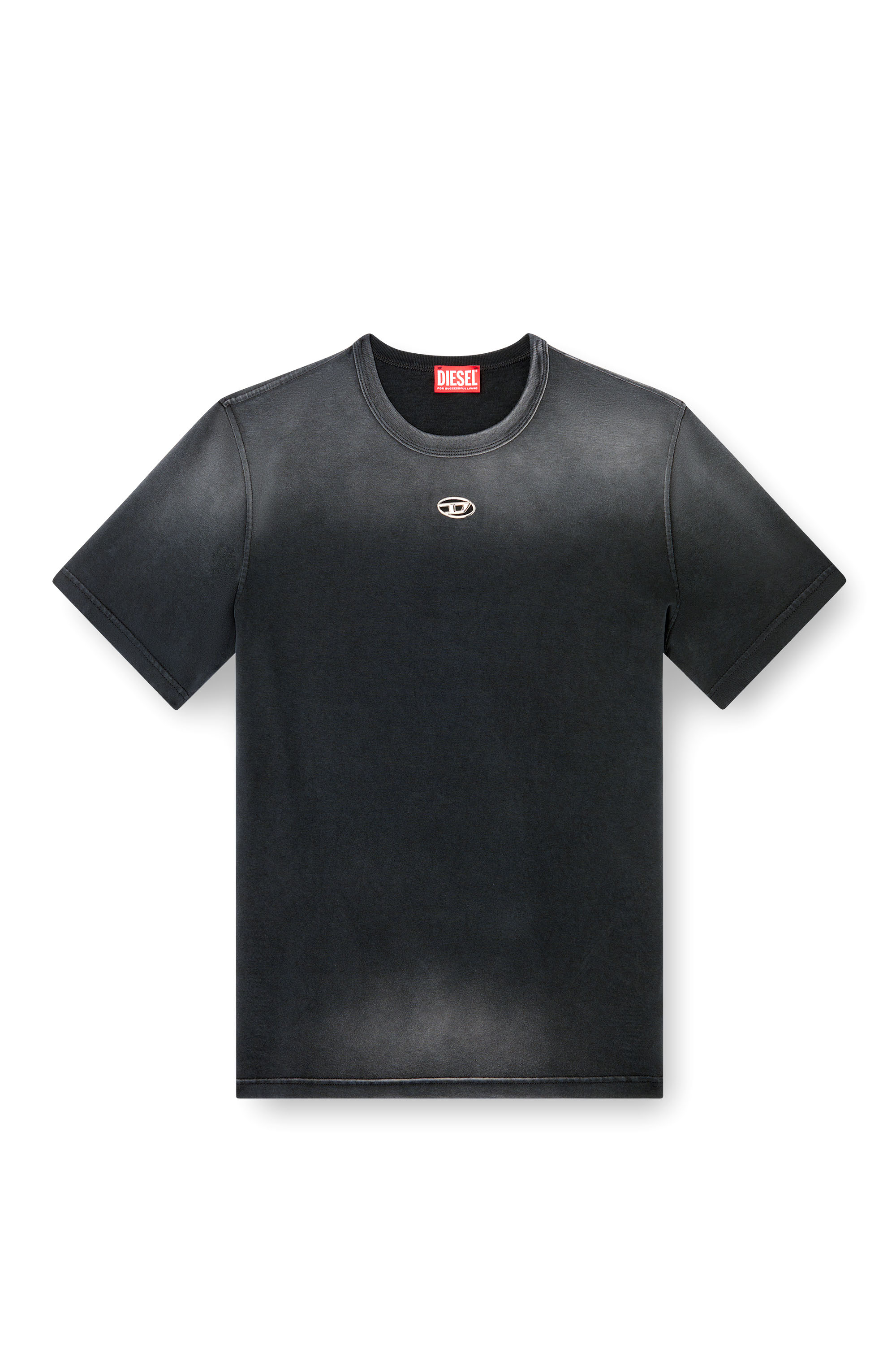 Diesel - T-ADJUST-T1, Male's Faded T-shirt with cut-out Oval D in Black - 3