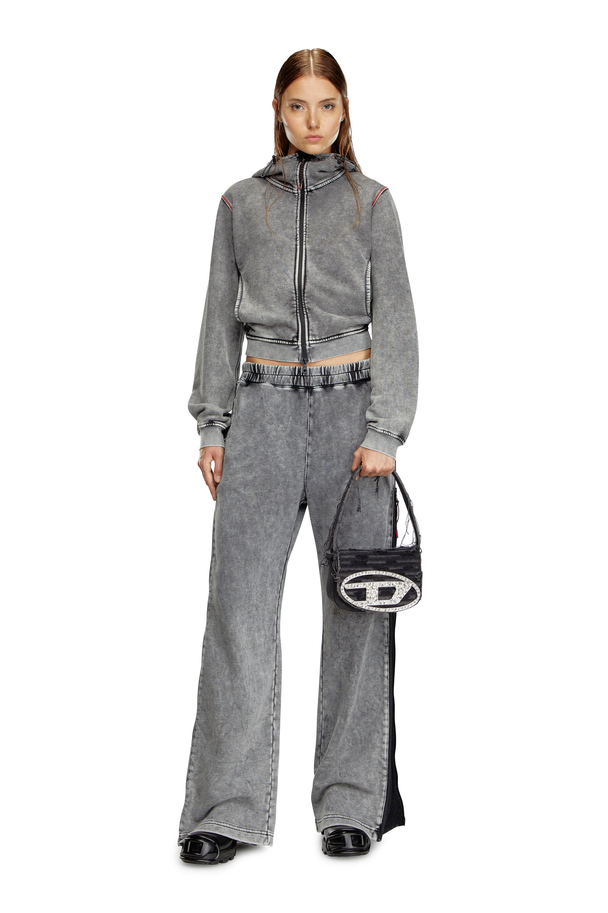 Diesel - 1DR, Female's 1DR-Iconic shoulder bag in canvas and leather in Black - 2