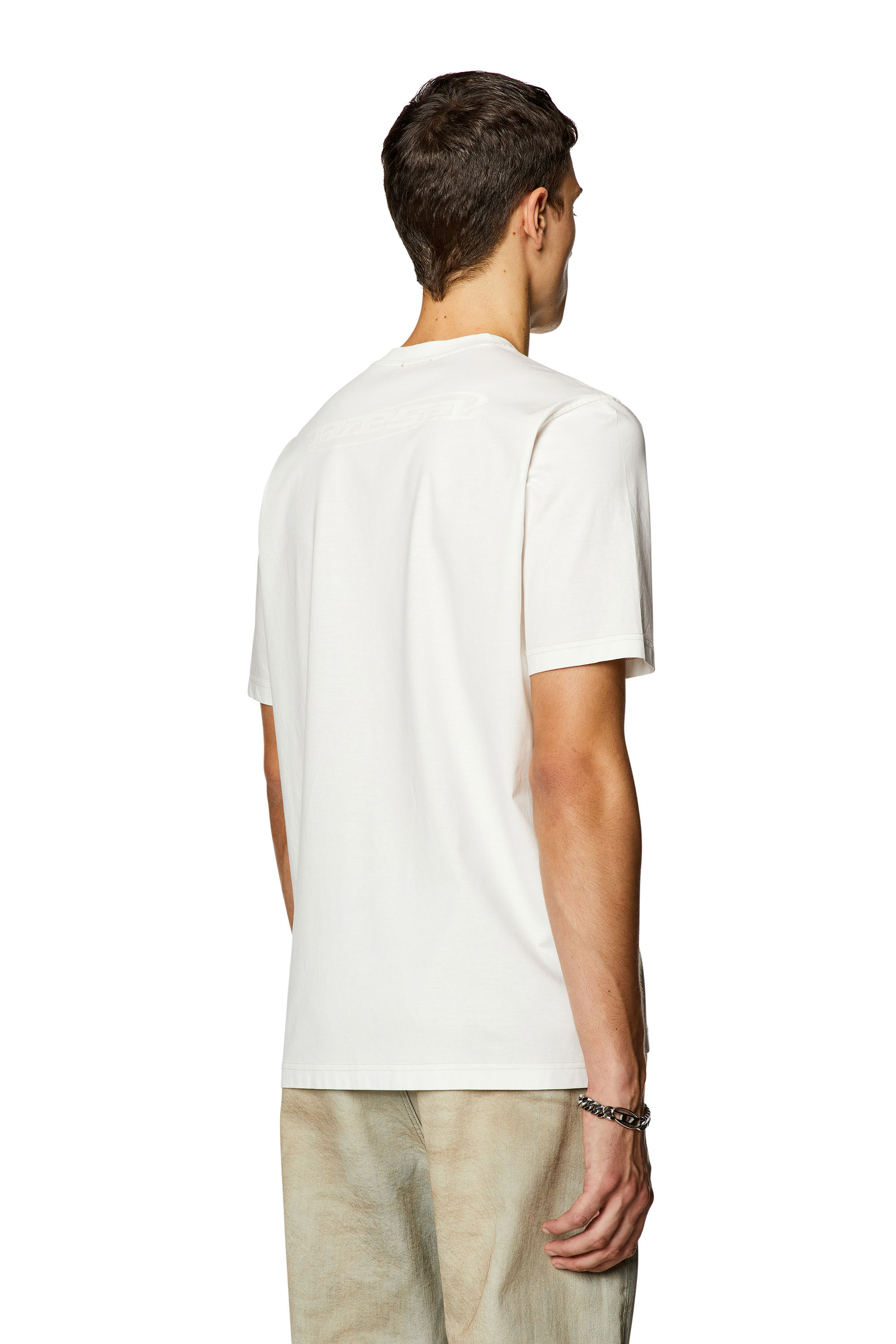 Diesel - T-MUST-SLITS-N, Homme T-shirt en coton mercerisé avec logo imprimé in Blanc - Image 2