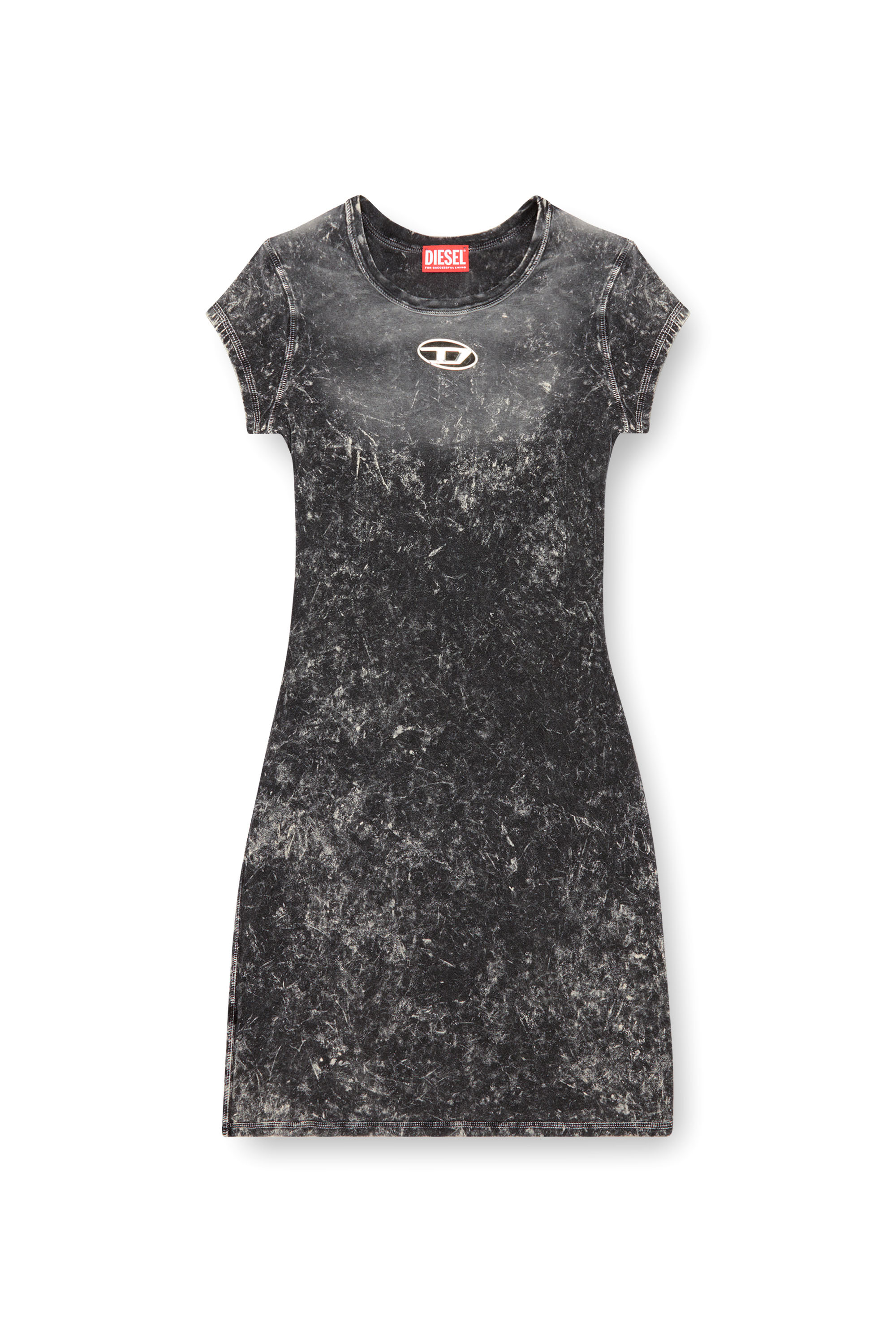 Diesel - D-ANGIEL-P1, Female's Short dress in marbled stretch jersey in Dark Grey - 5