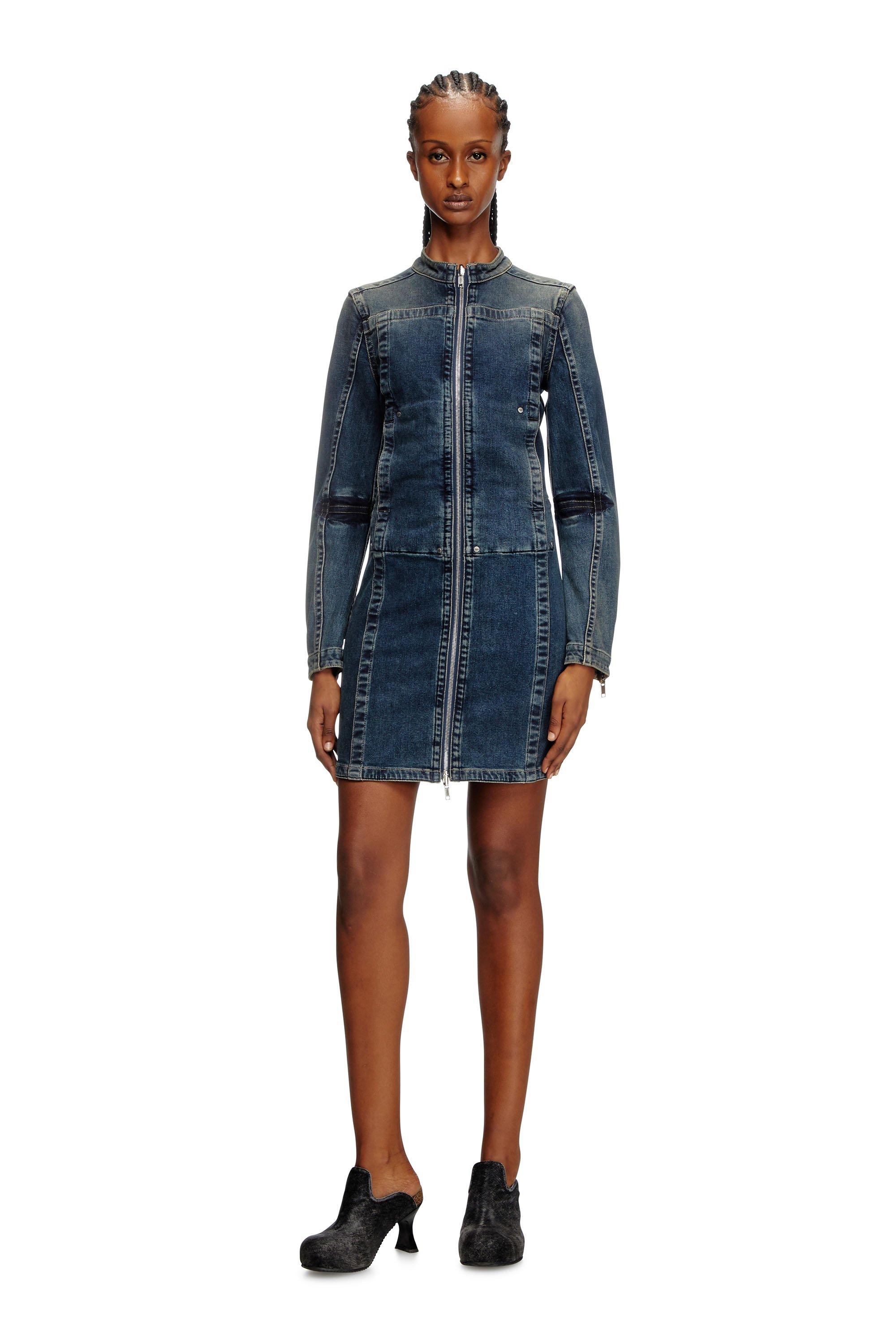 Diesel - DE-ROMI-RE, Female's Short dress in Rehab denim in Dark Blue - 2