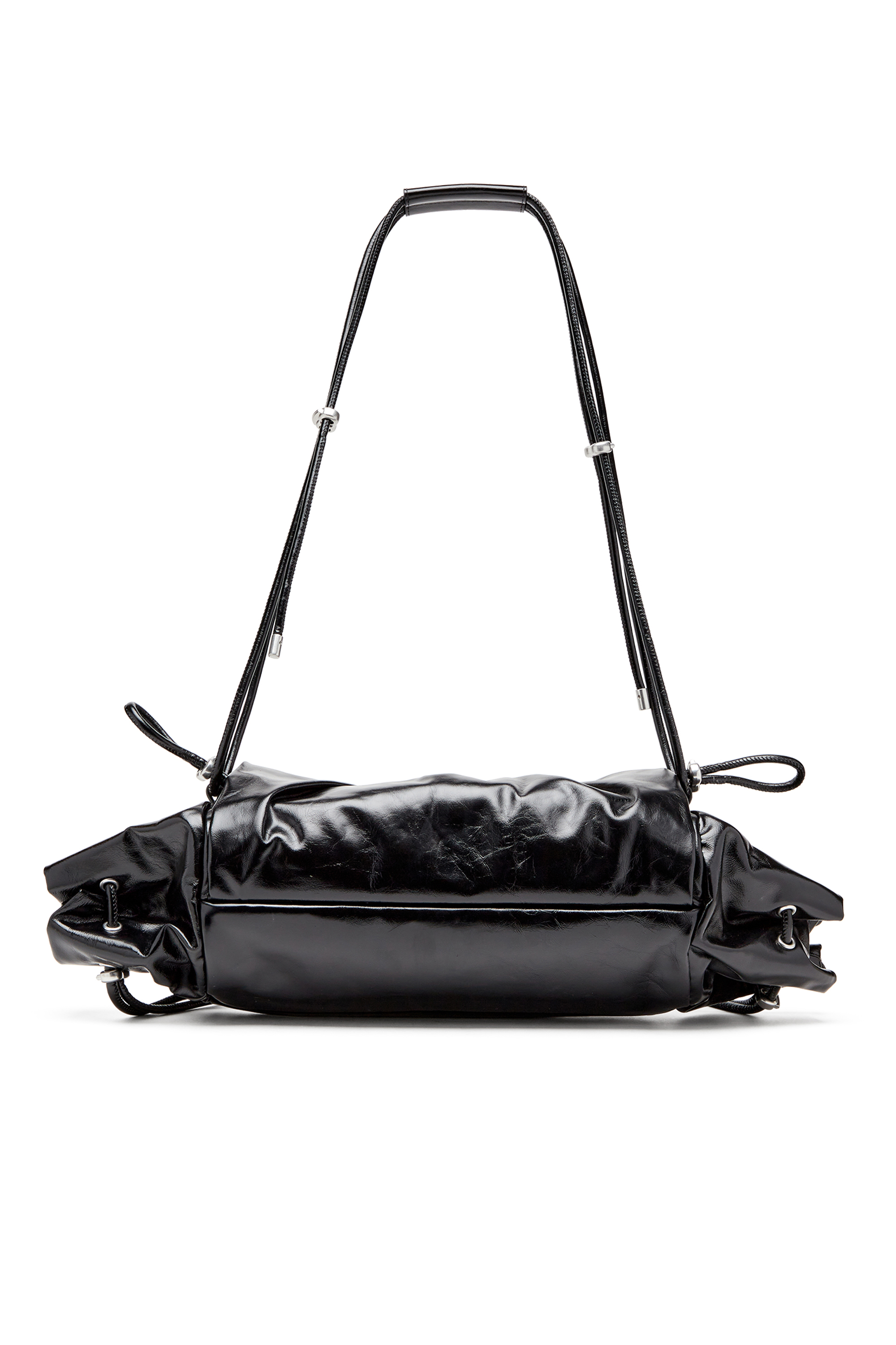 Diesel - SCRUNCH-D SHOULDER M, Female's Scrunch-D M-Shoulder bag in shiny leather in Black - 2