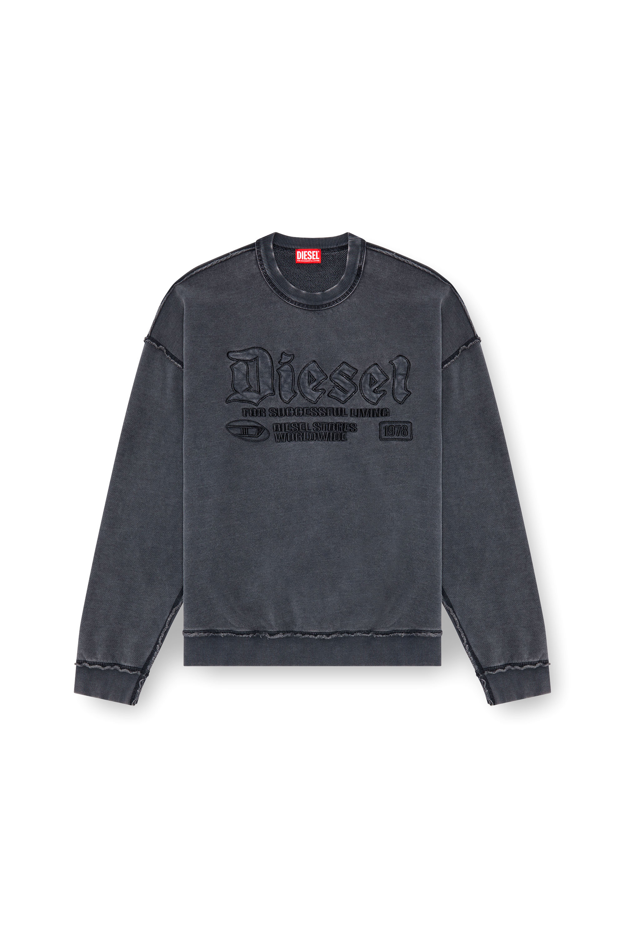 Diesel - S-BOXT-RAW, Male's Sweatshirt with logo embroidery in Black - 4