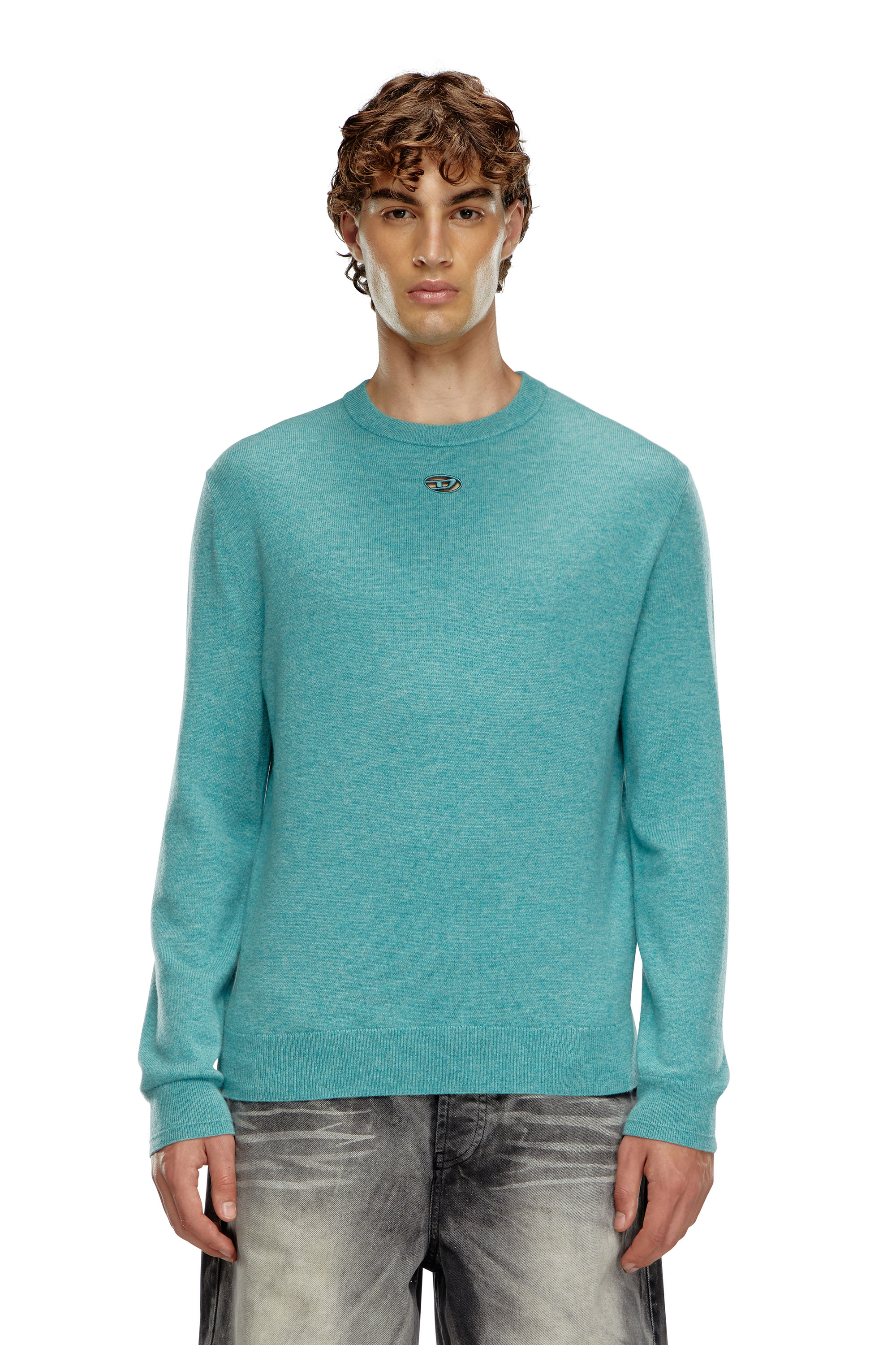 Diesel - K-VIERI, Male's Wool and cashmere jumper in Azure - 1