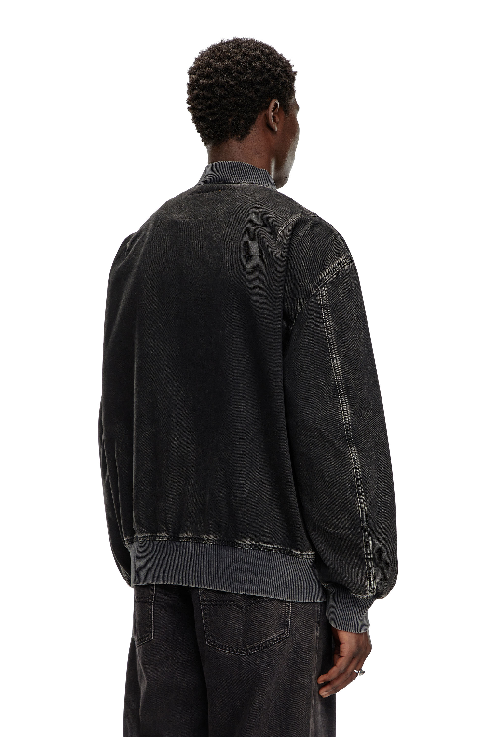 Diesel - D-VINZ, Male's Bomber jacket in clean-wash denim in Black - 3