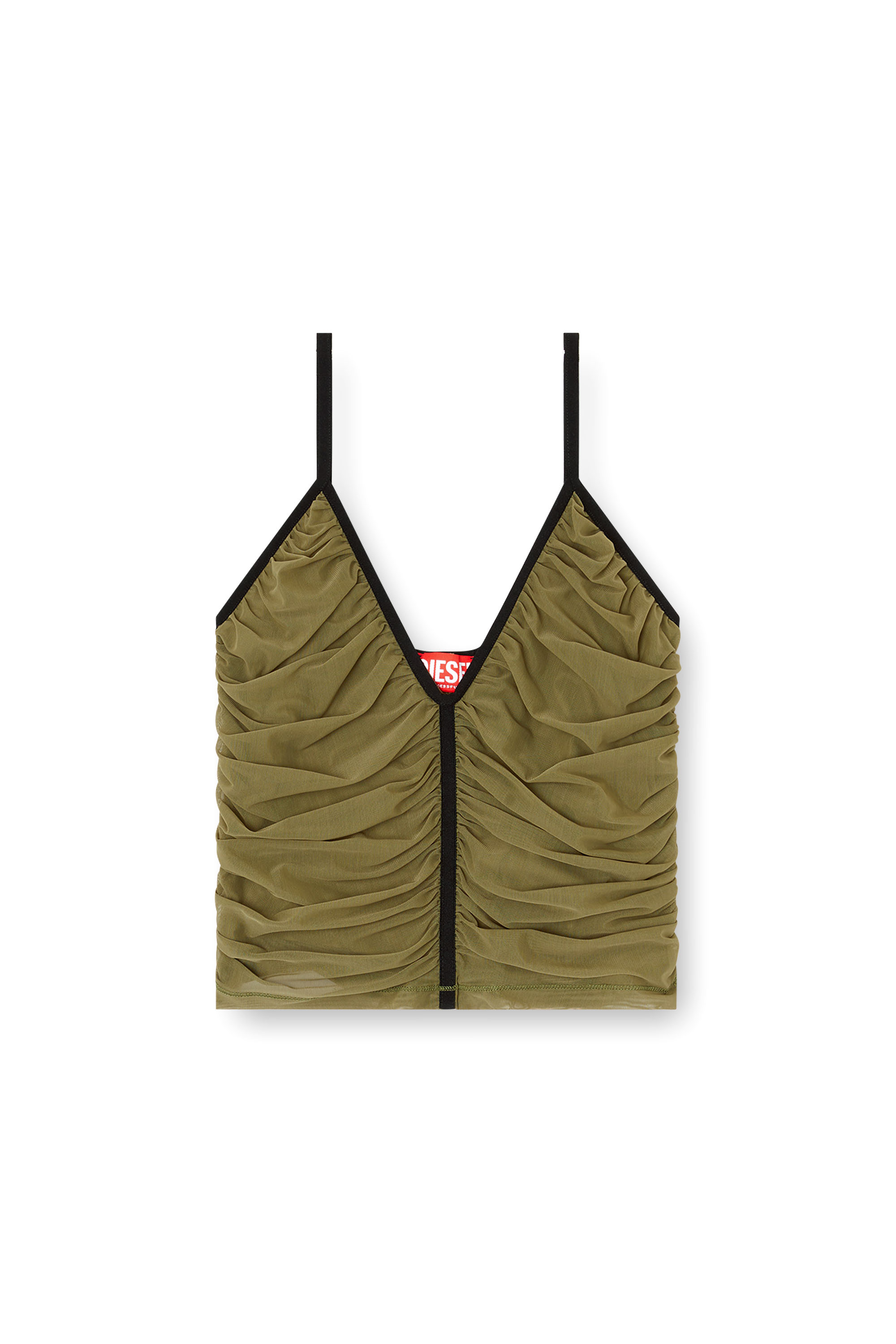 Diesel - T-AIKY, Female's Gathered strappy top in Olive Green - 4