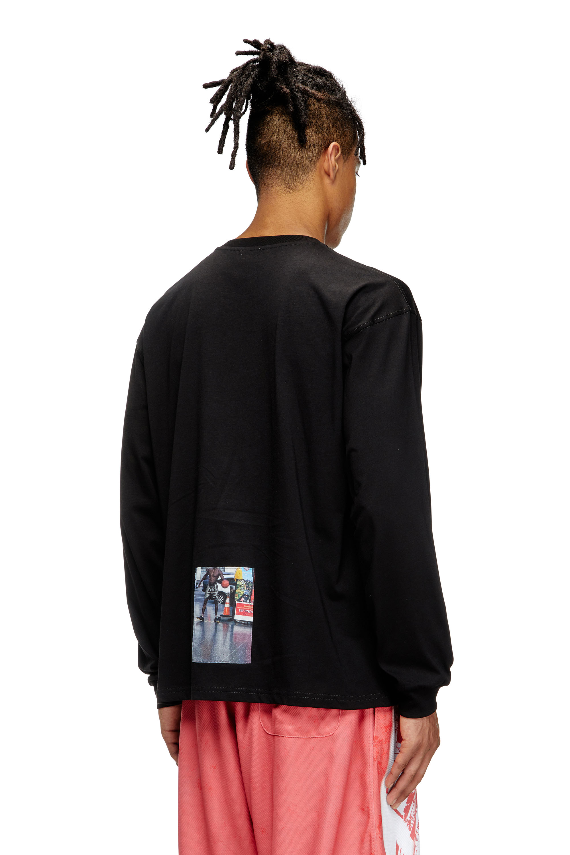 Diesel - T-BOXT-LS-T5, Male's Long-sleeve T-shirt with logo photo patches in Black - 4