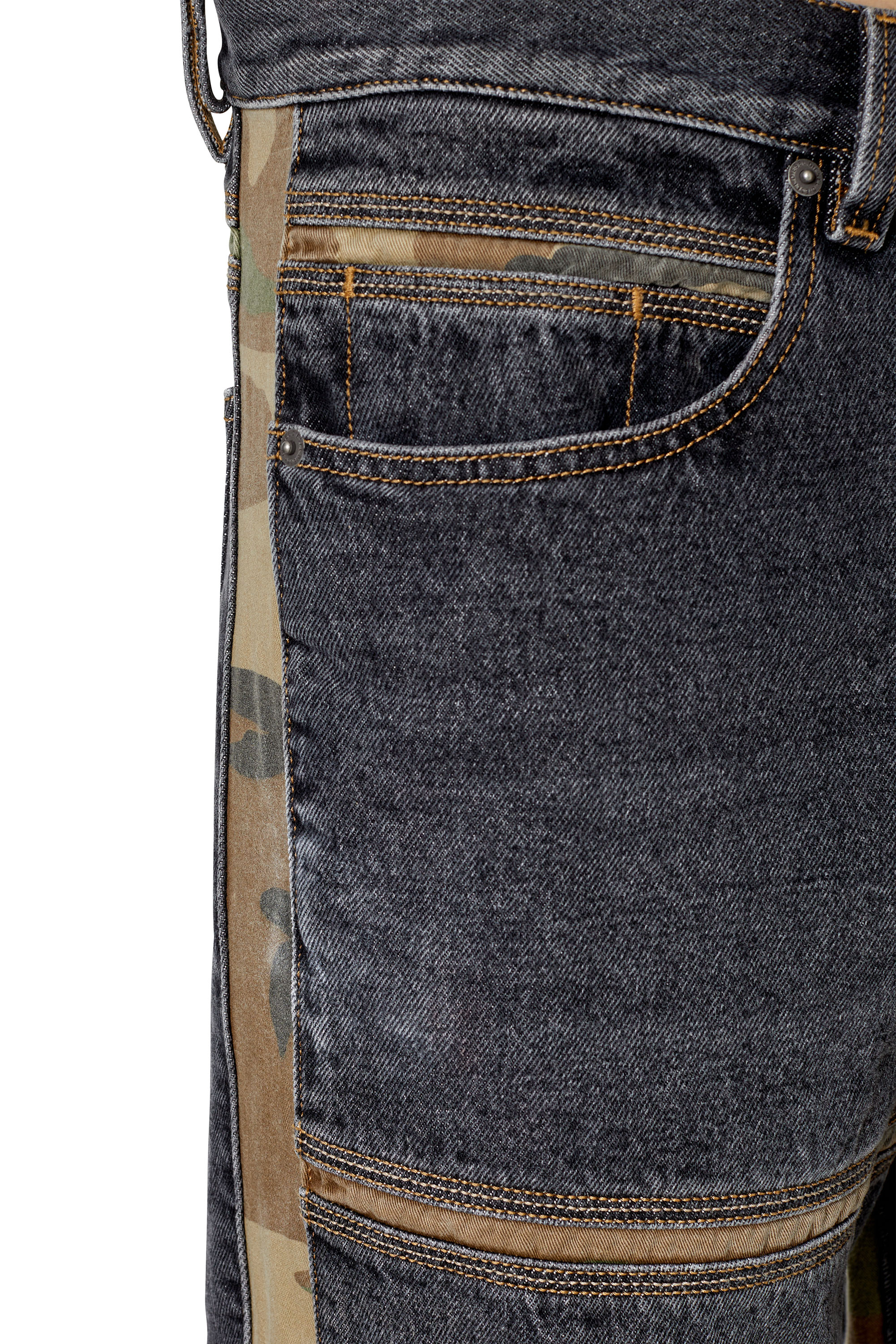 Diesel - D-Mand 007G1 Straight Jeans, Noir/Gris foncé - Image 5