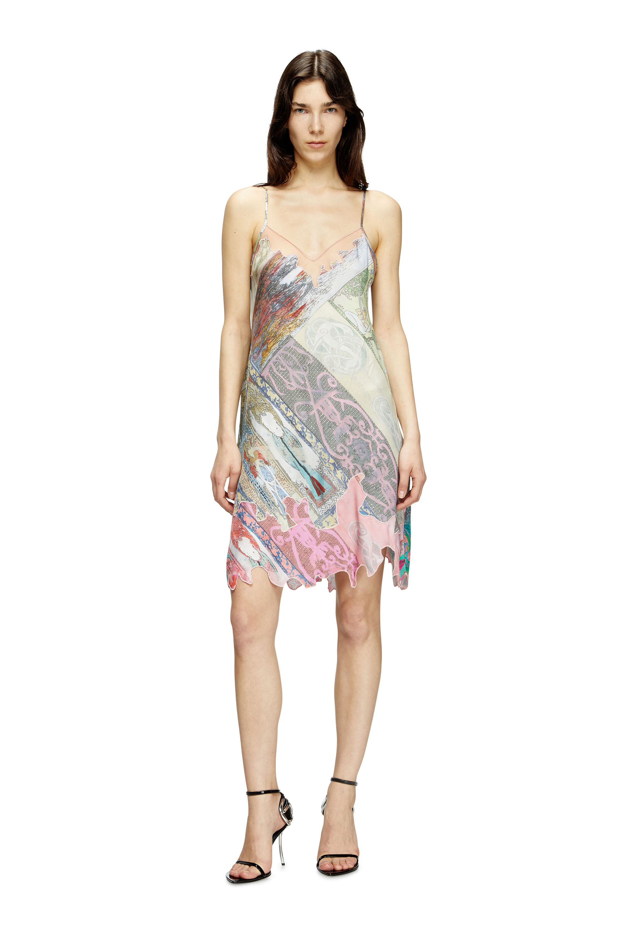 Diesel - D-ARIA, Robe nuisette en viscose avec imprimé héraldique Femme in Polychrome - 2