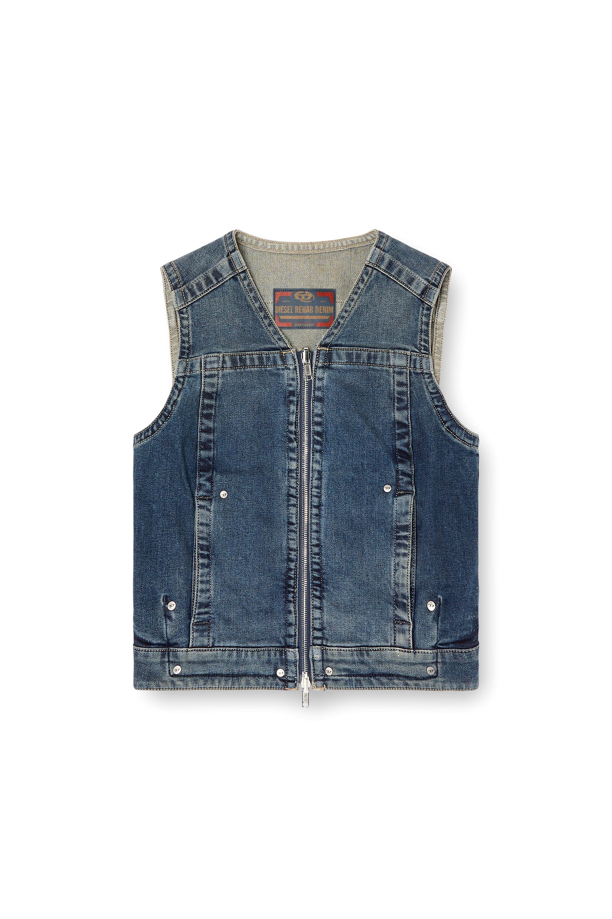 Diesel - DE-PROOF-RE, Top zippé en denim Rehab Femme in Bleu - 6