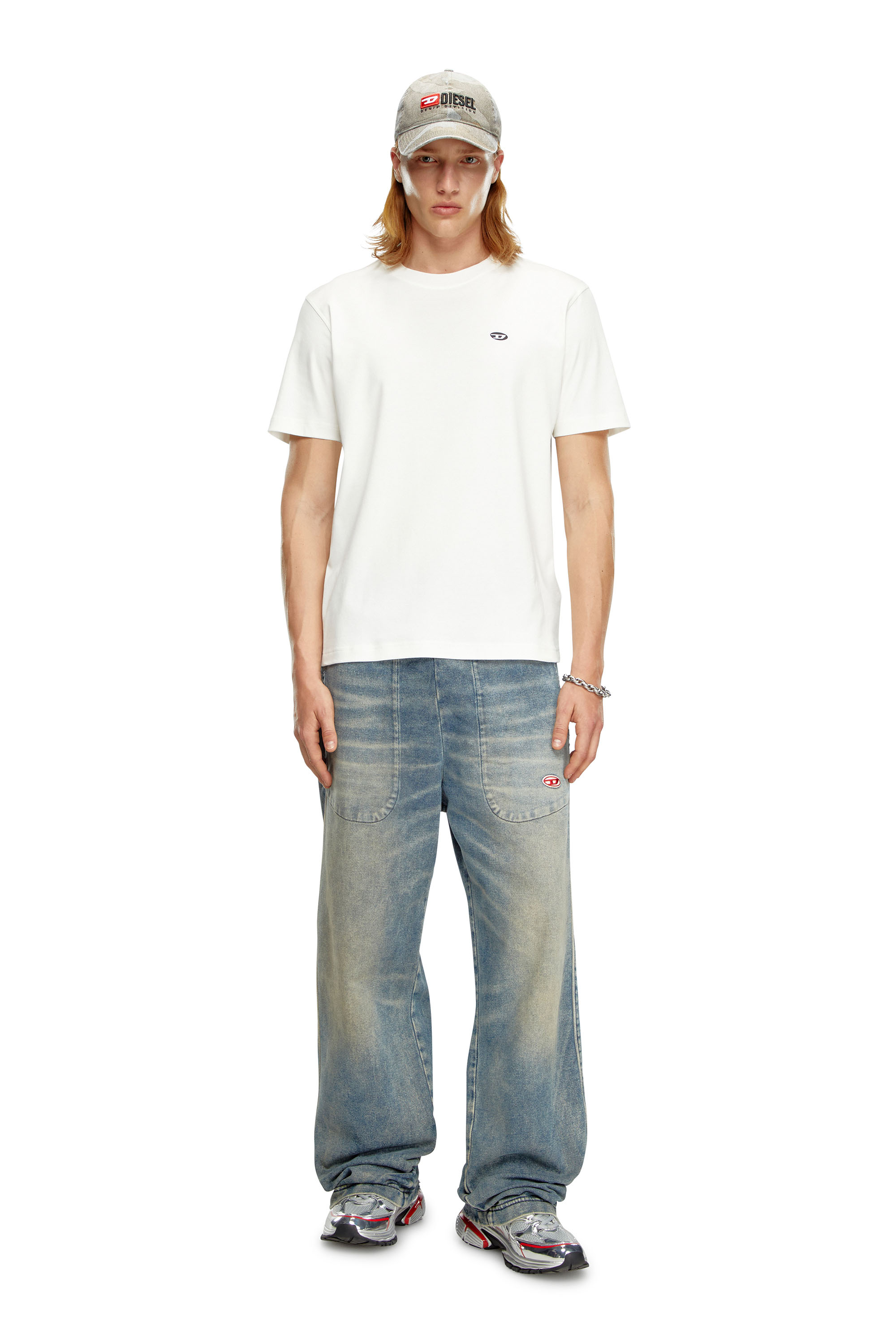 Diesel - T-ADJUST-DOVAL-PJ, Male T-shirt with Oval D patch in White - Image 3