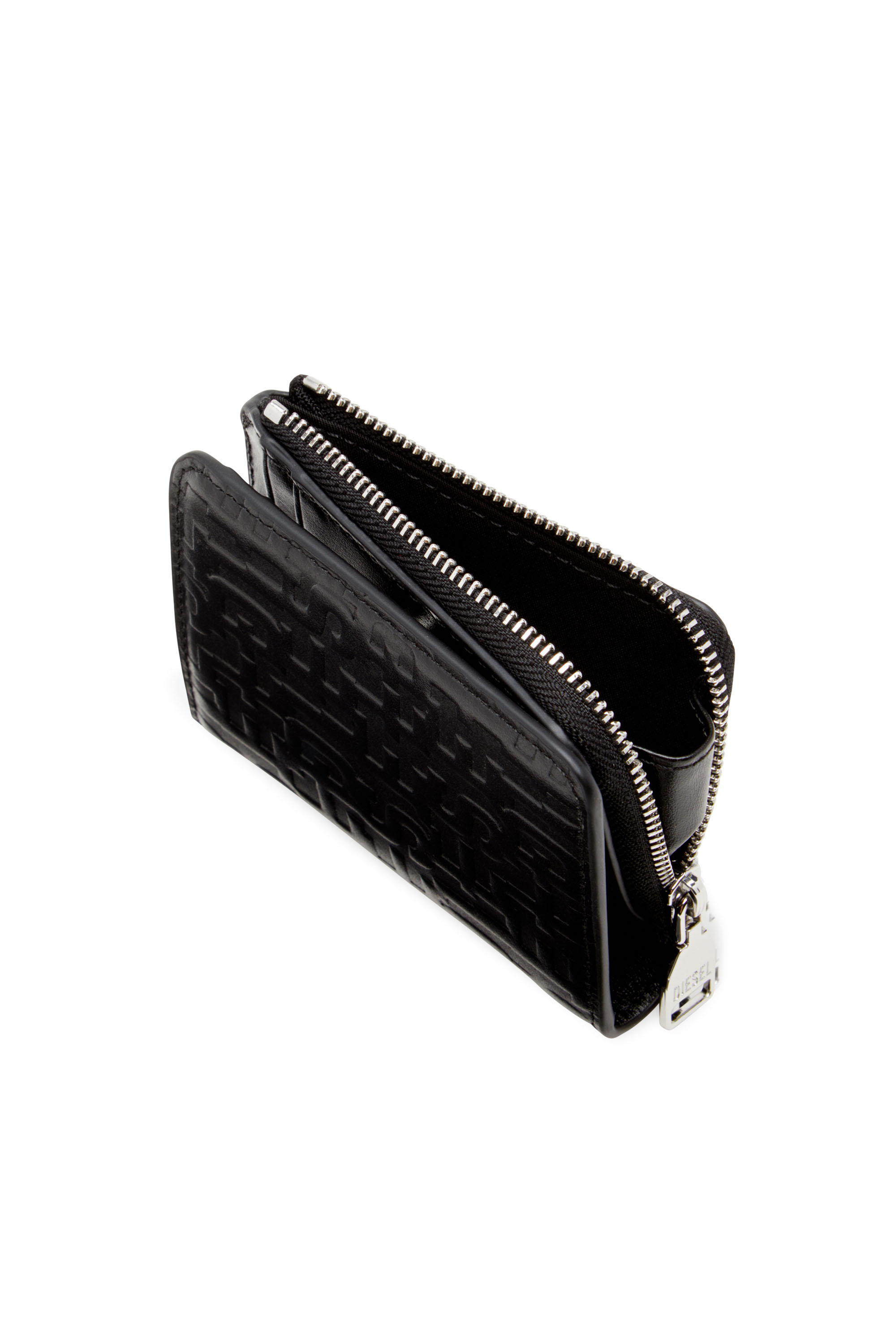 Diesel - PC MONOGRAM CARD HOLDER ZIP L, Porte-cartes en cuir embossé Homme in Noir - 4