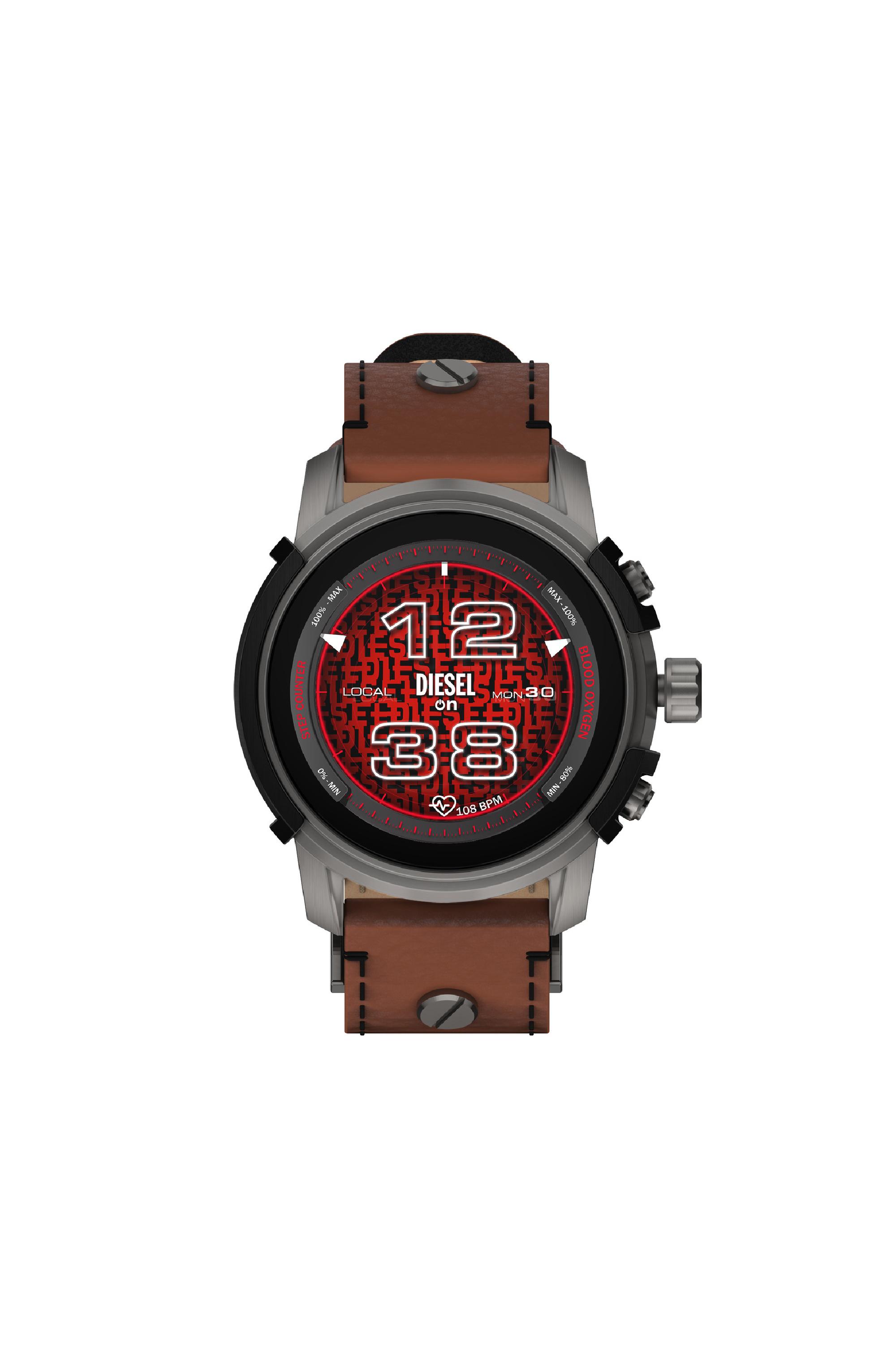 Diesel - DZT2043V, Male's Griffed leather smartwatch in Brown - 1