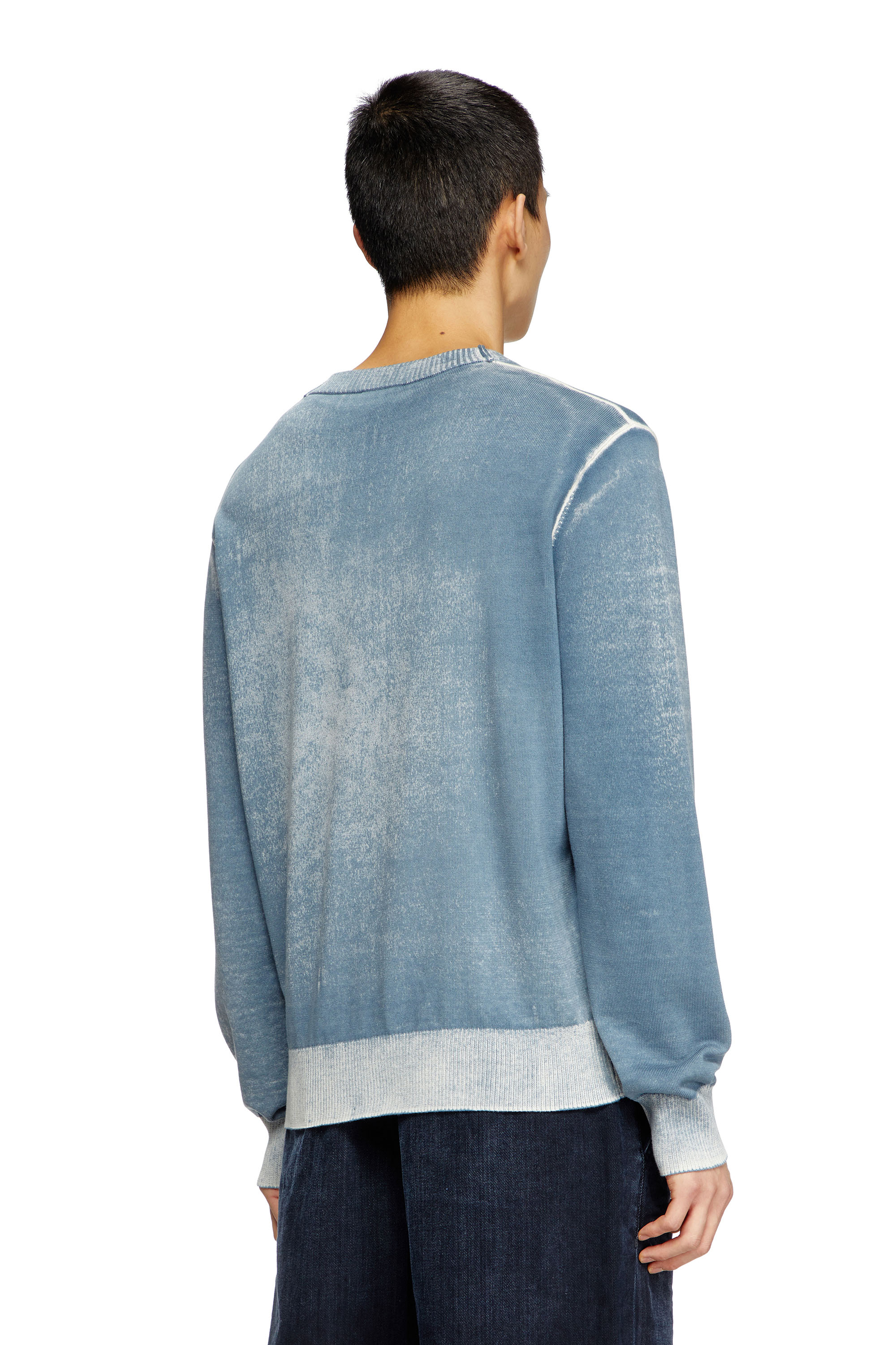 Diesel - K-LARENCE-B, Male's Reverse-print cotton jumper in Light Blue - 3