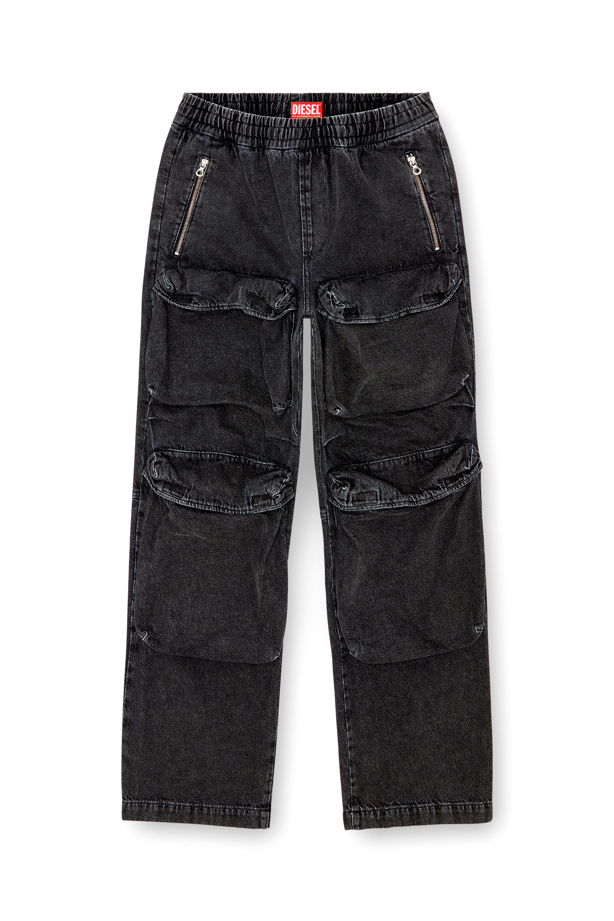 Diesel - Straight Jeans D-Baertson 0CBDH Homme, Noir/Gris foncé - Image 3