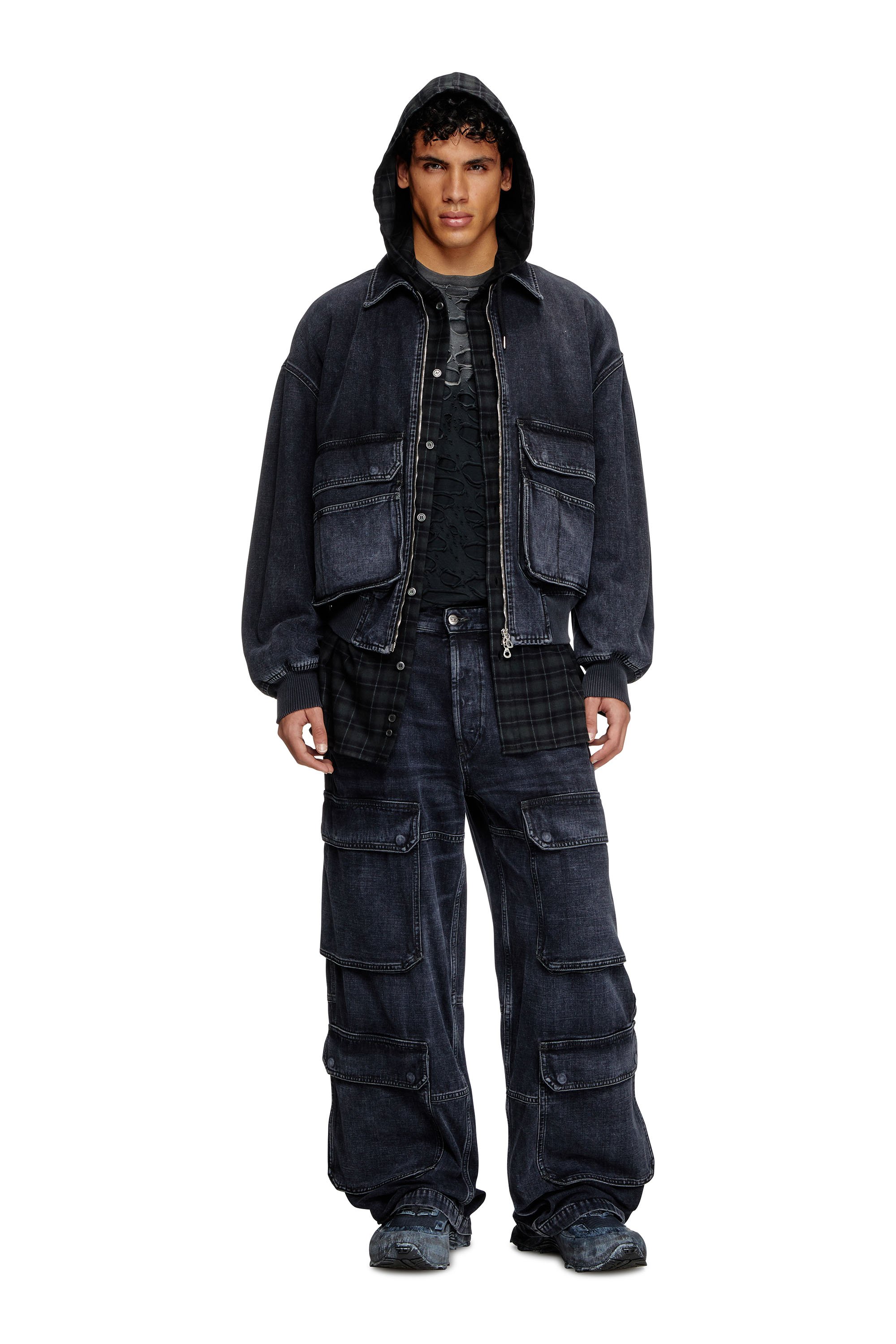 Diesel - D-KURZ, Veste en denim tissé batavia Mixte in Noir - 3