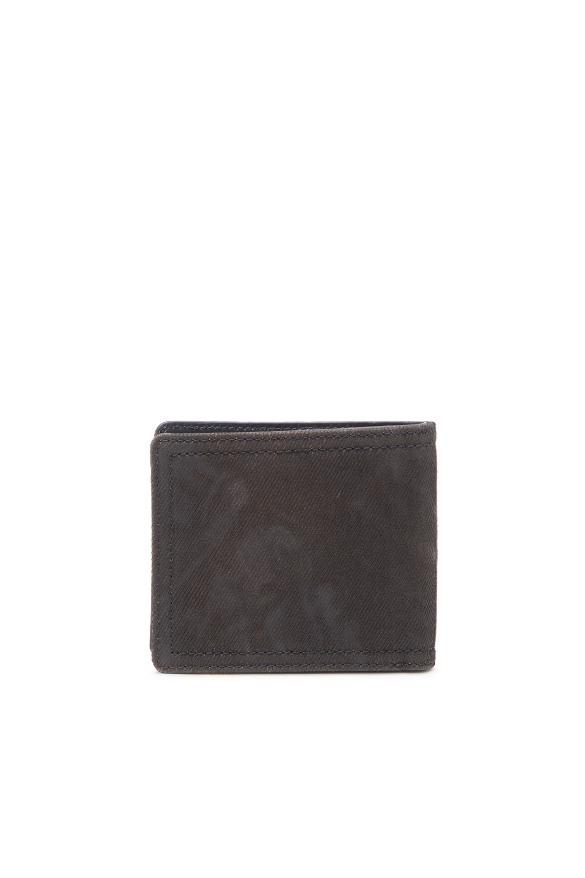 Diesel - MULTI-PKTS BI FOLD COIN S 3D, Male's Bi-fold wallet in coated flocked denim in Black - 2