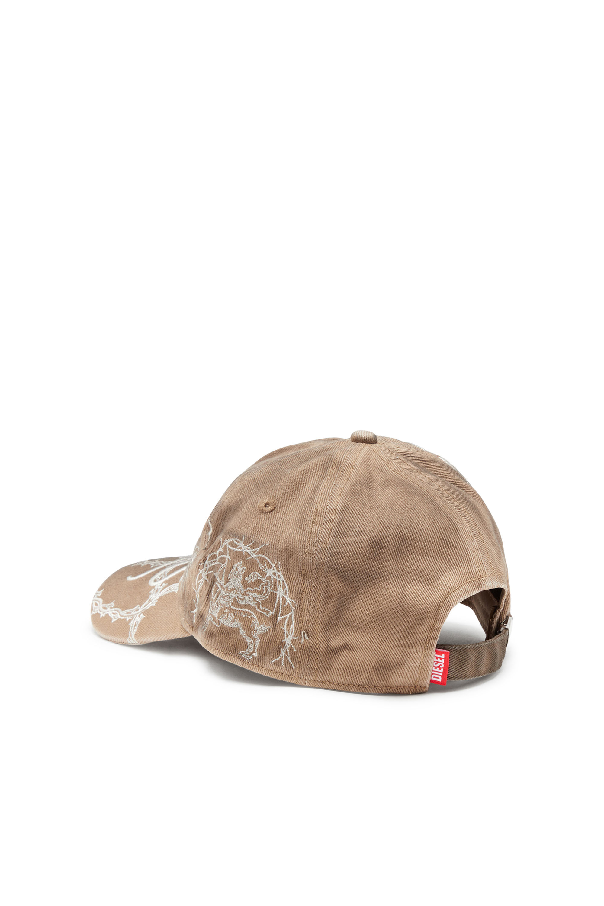 Diesel - C-THYNE, Male's Distressed embroidered baseball cap in Light Brown - 2