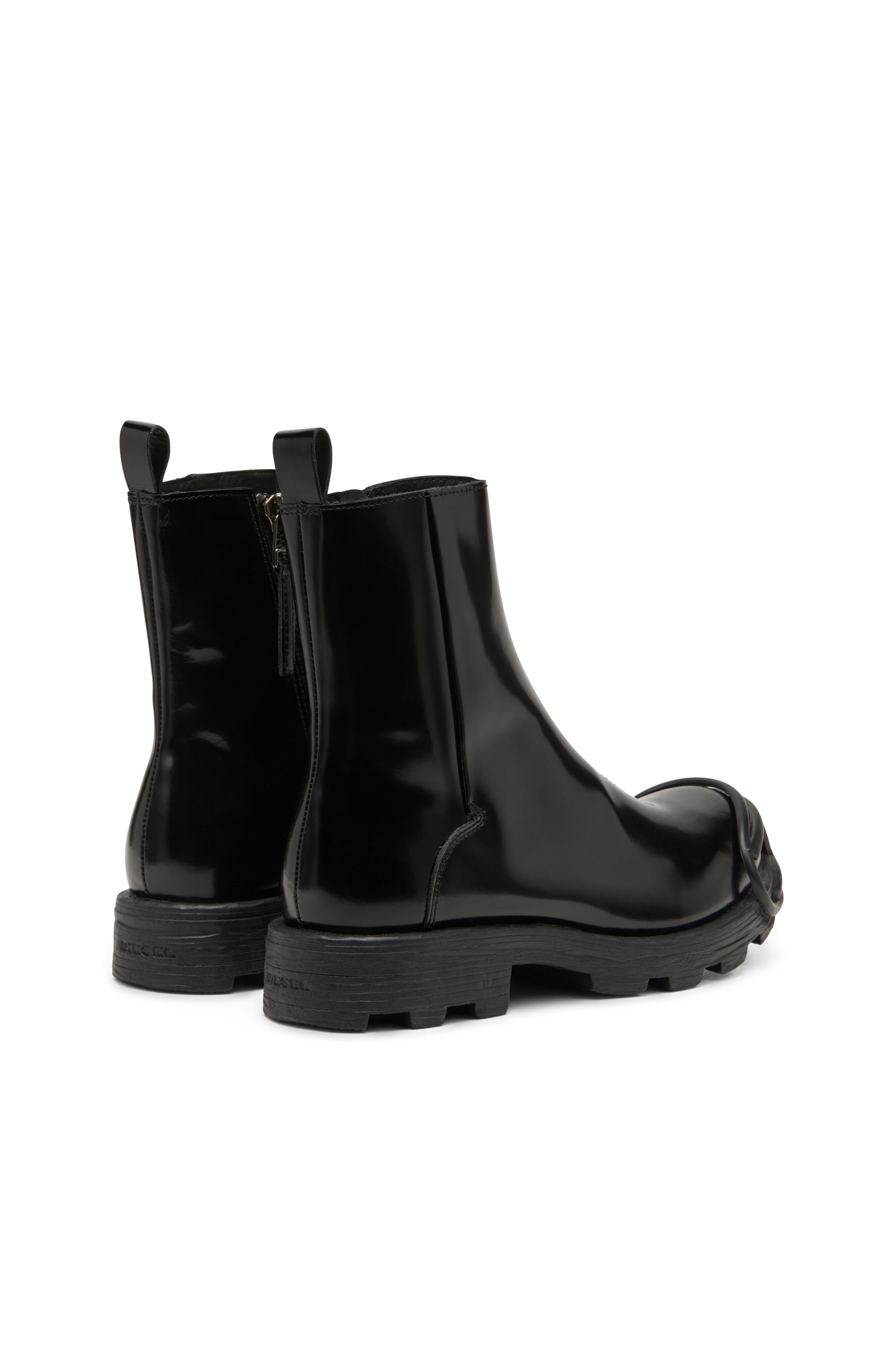 Diesel - D-HAMMER BT ZIP D, Male's D-Hammer-Leather Chelsea boots with Oval D toe caps in Black - 3