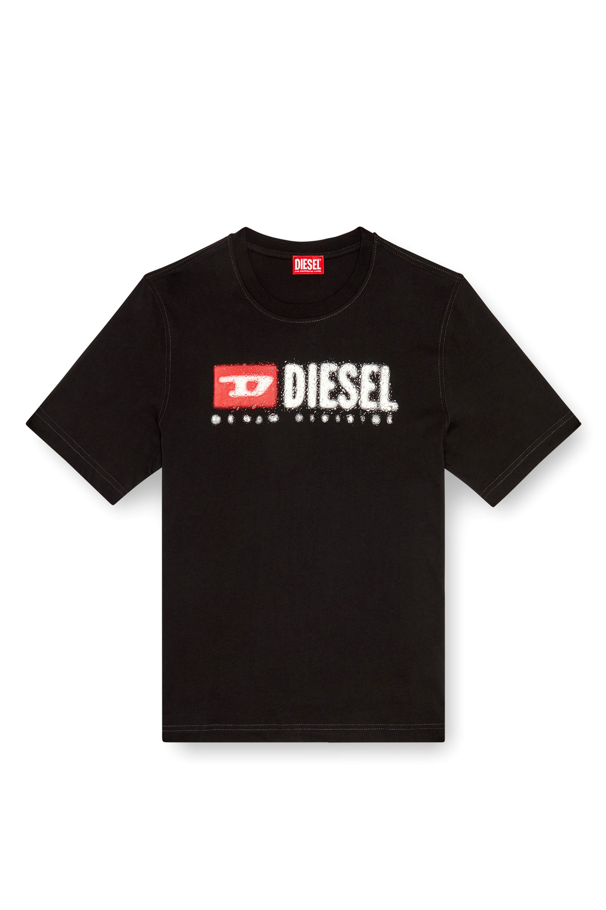 Diesel - T-ADJUST-K14, T-shirt avec logo effet éclaboussé Homme in Noir - 4