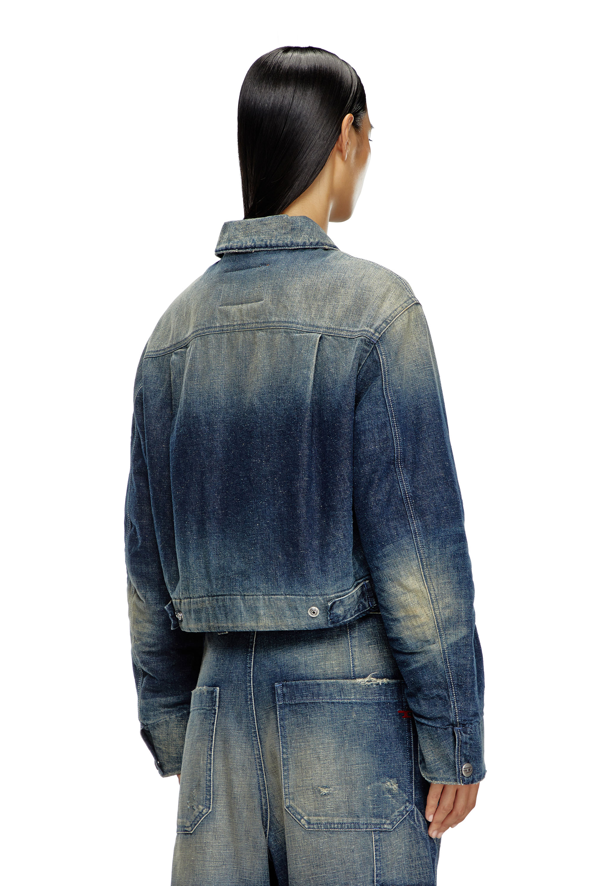 Diesel - DE-NOVA, Female's Padded jacket in utility-style denim in Dark Blue - 4