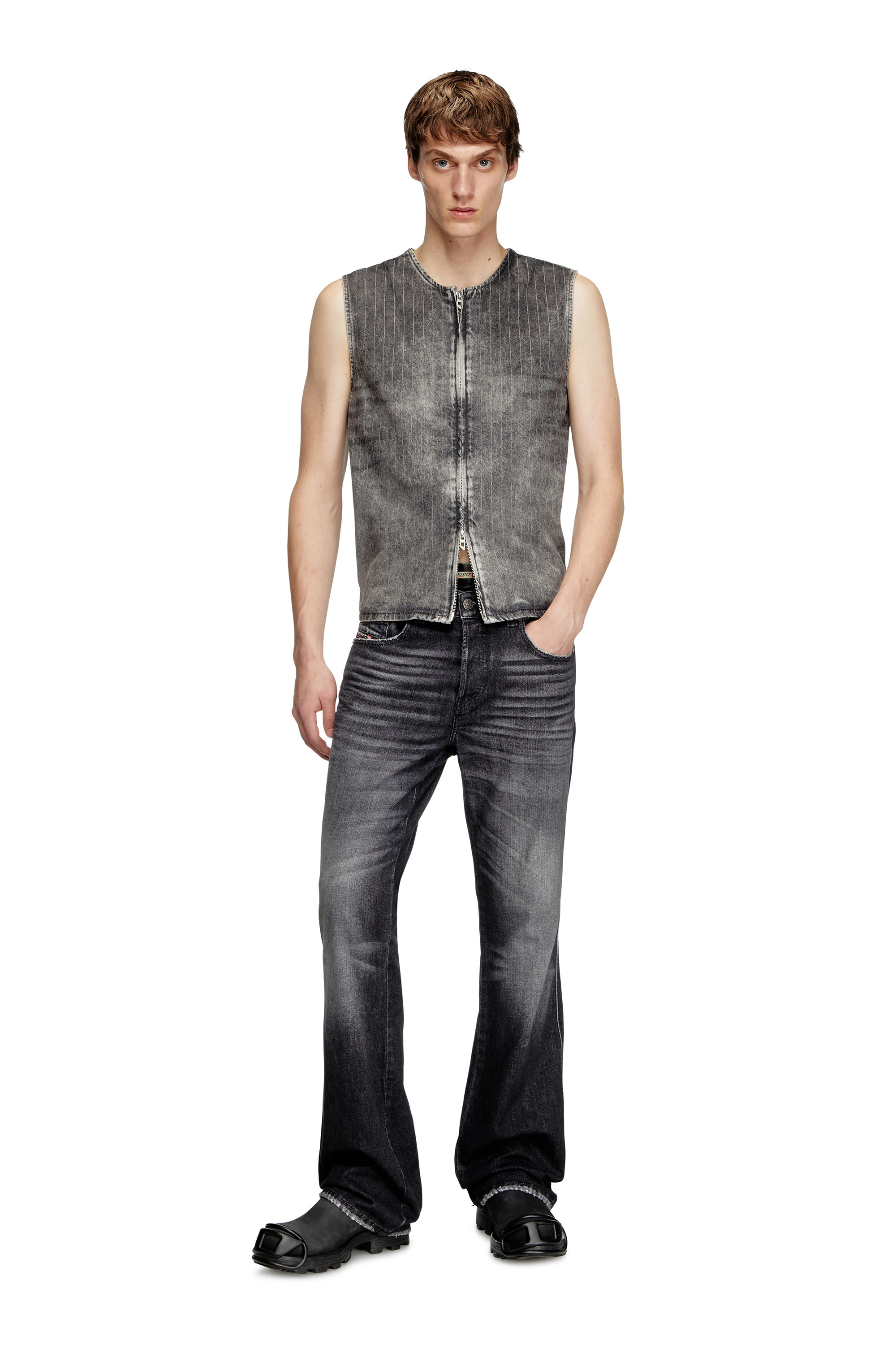 Diesel - D-SUND-S, Unisex's Vest in tailoring pinstripe denim in Grey - 4