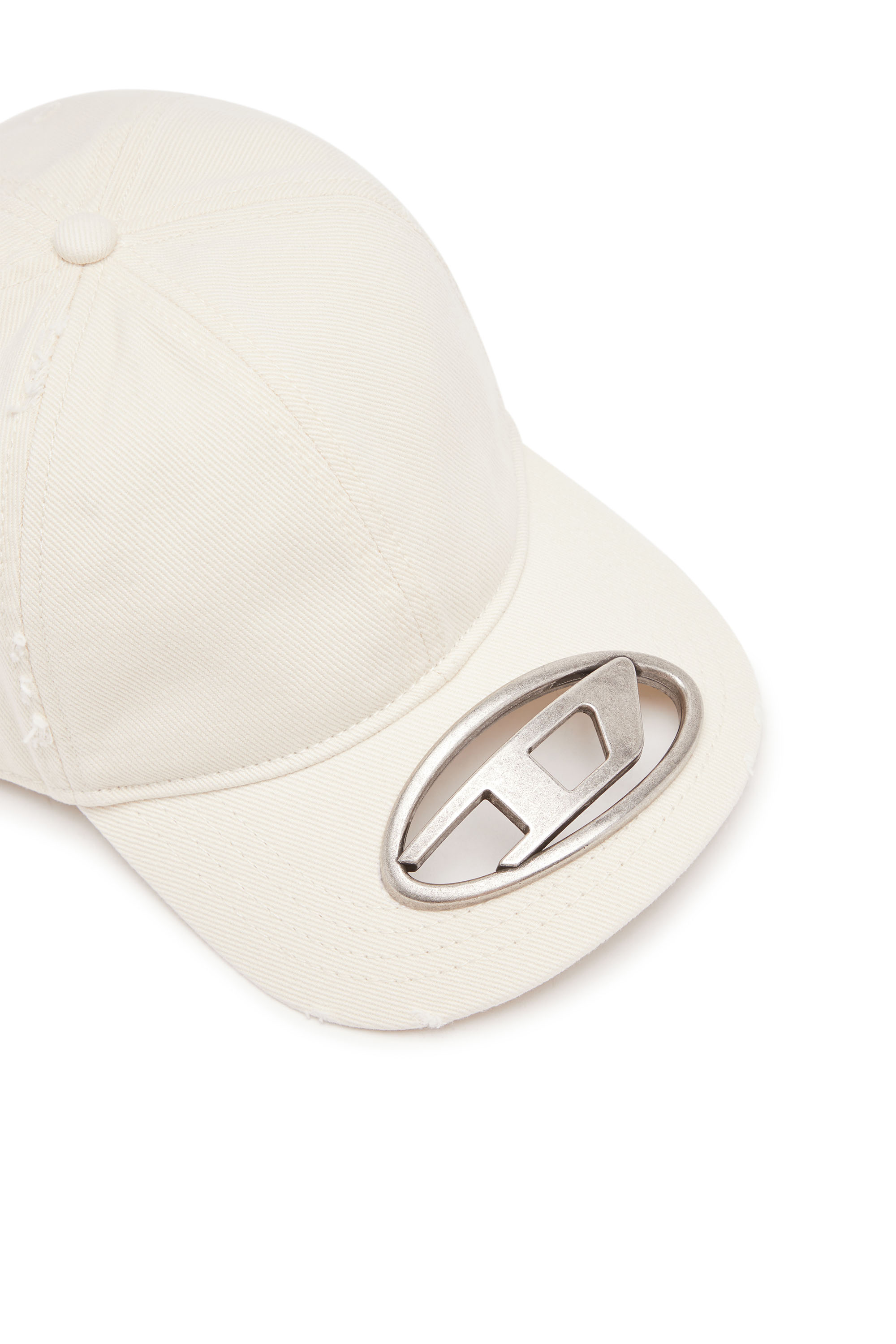 Diesel - C-BEAST-A1, Casquette baseball avec plaque Oval D en métal Homme in Blanc - 3