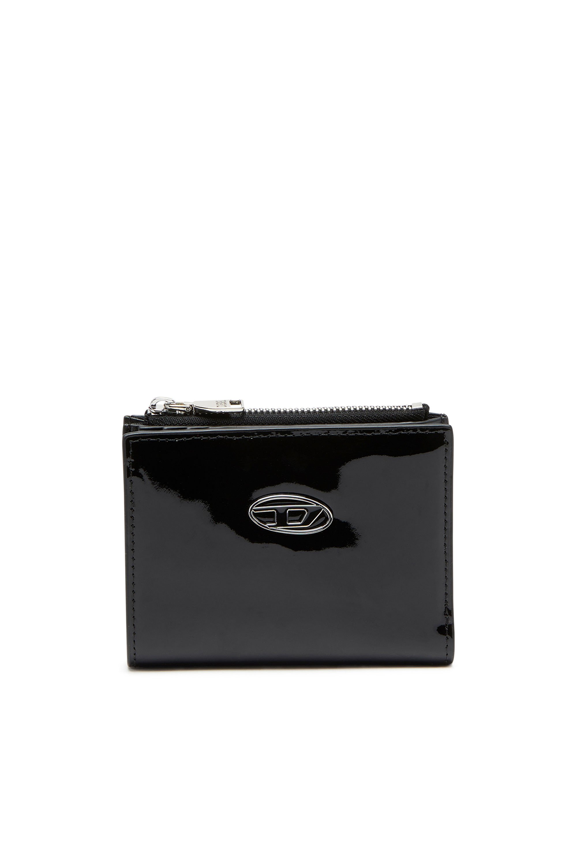 Diesel - PLAY BI-FOLD ZIP II, Female Small wallet in glossy leather in Black - Image 1