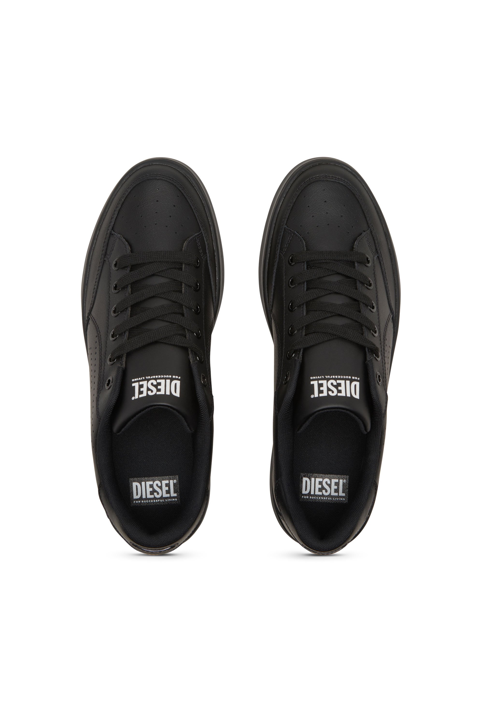 Diesel - S-DAKOTA LOW, Sneakers en cuir avec logo perforé Homme in Noir - 6