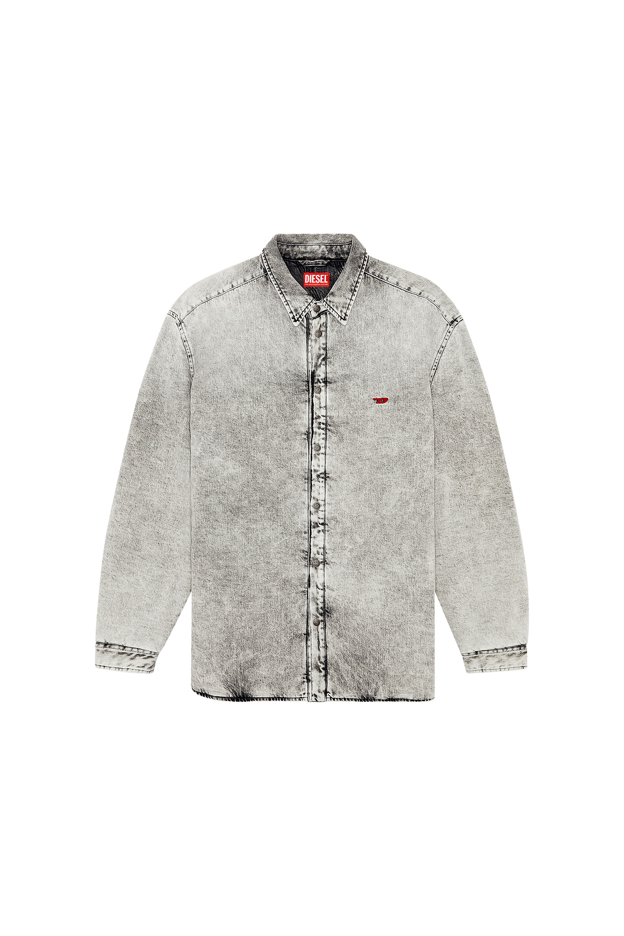 Diesel - D-FLAIM-S, Male Padded overshirt in tailored denim in Grey - Image 6