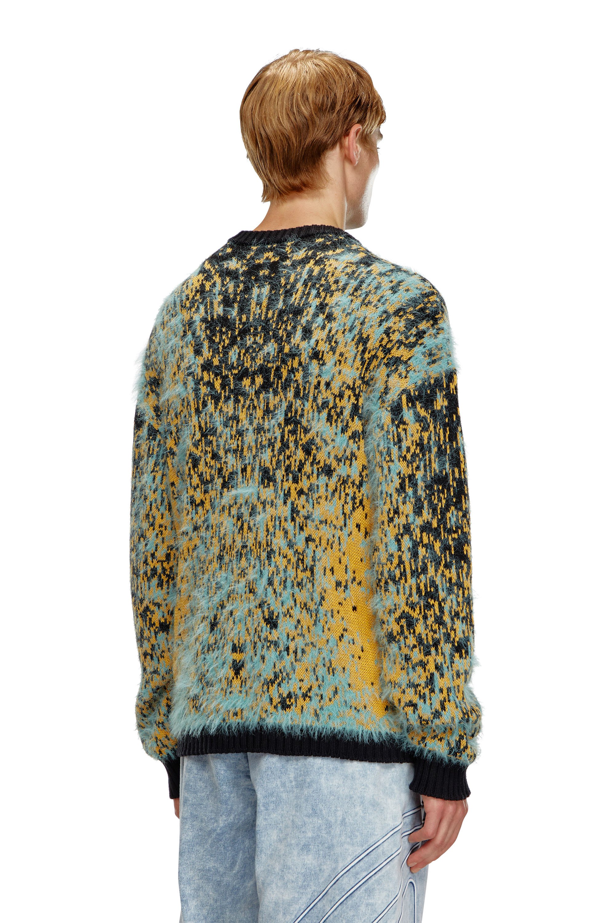 Diesel - K-RAIN, Male's Jumper with acid rain effect in Blue/Yellow - 2