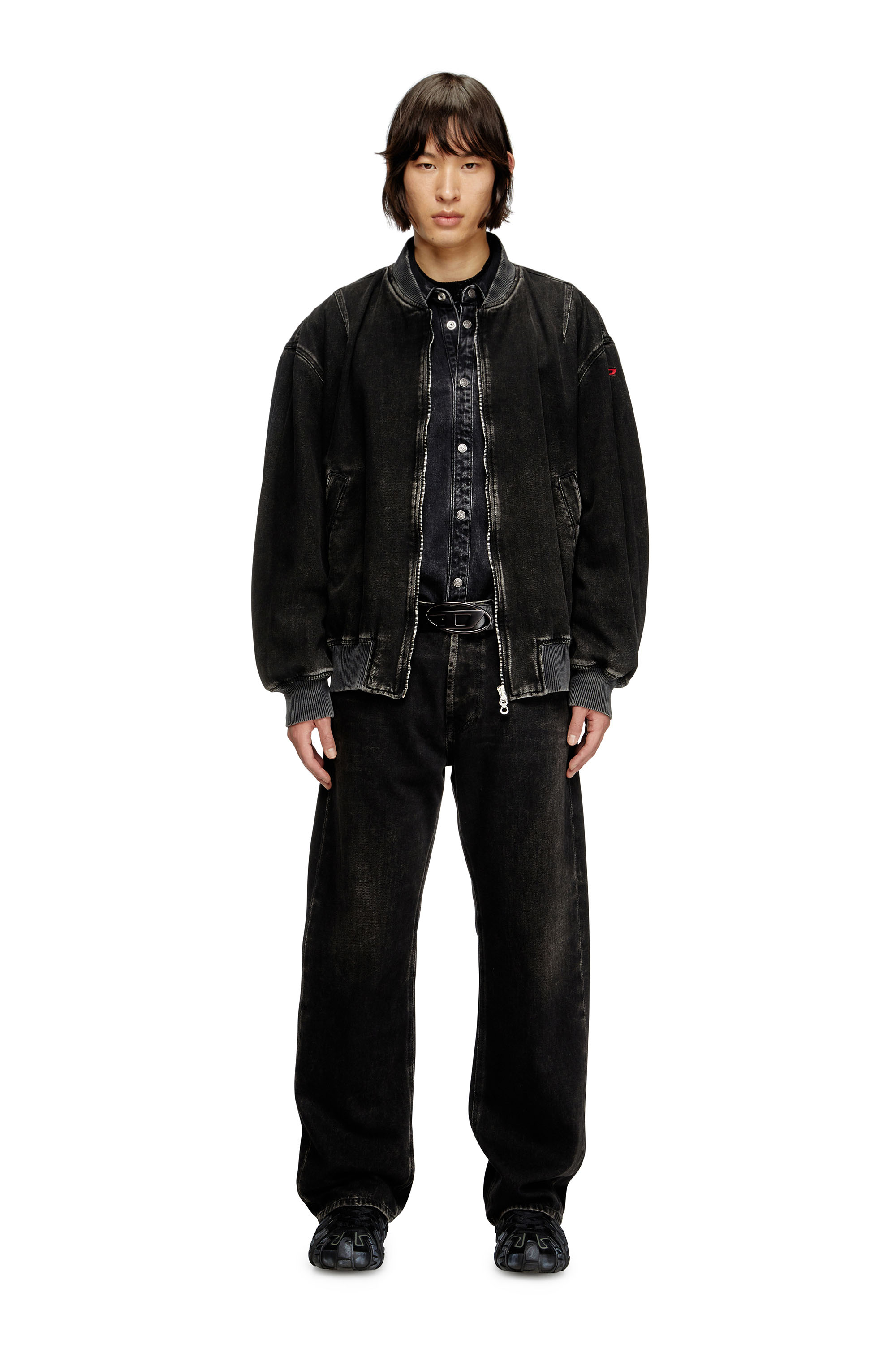 Diesel - D-VINZ, Veste bomber en denim délavé Homme in Noir - 2