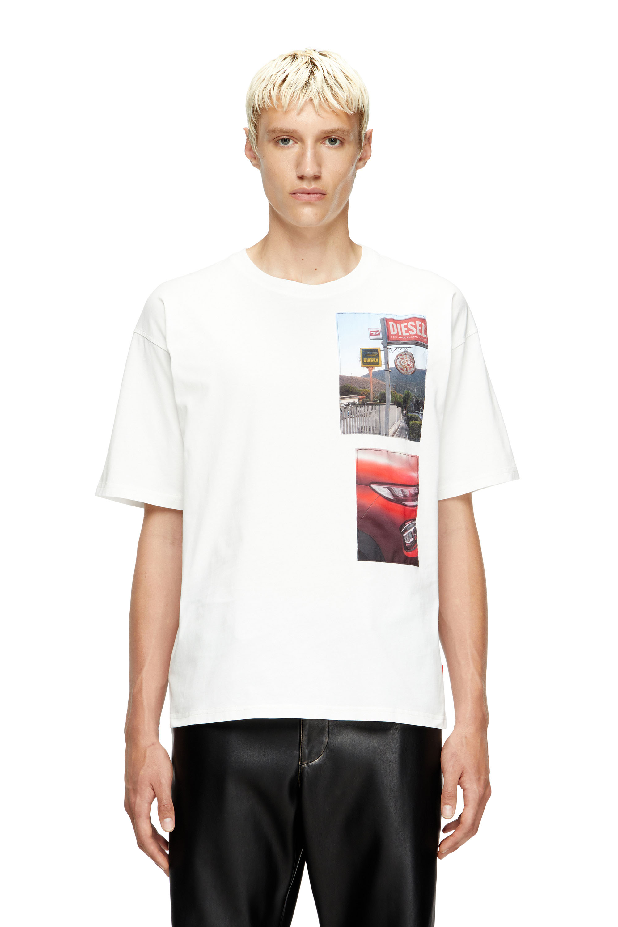 Diesel - T-BOXT-T3, Male's T-shirt with logo photo patches in White - 1