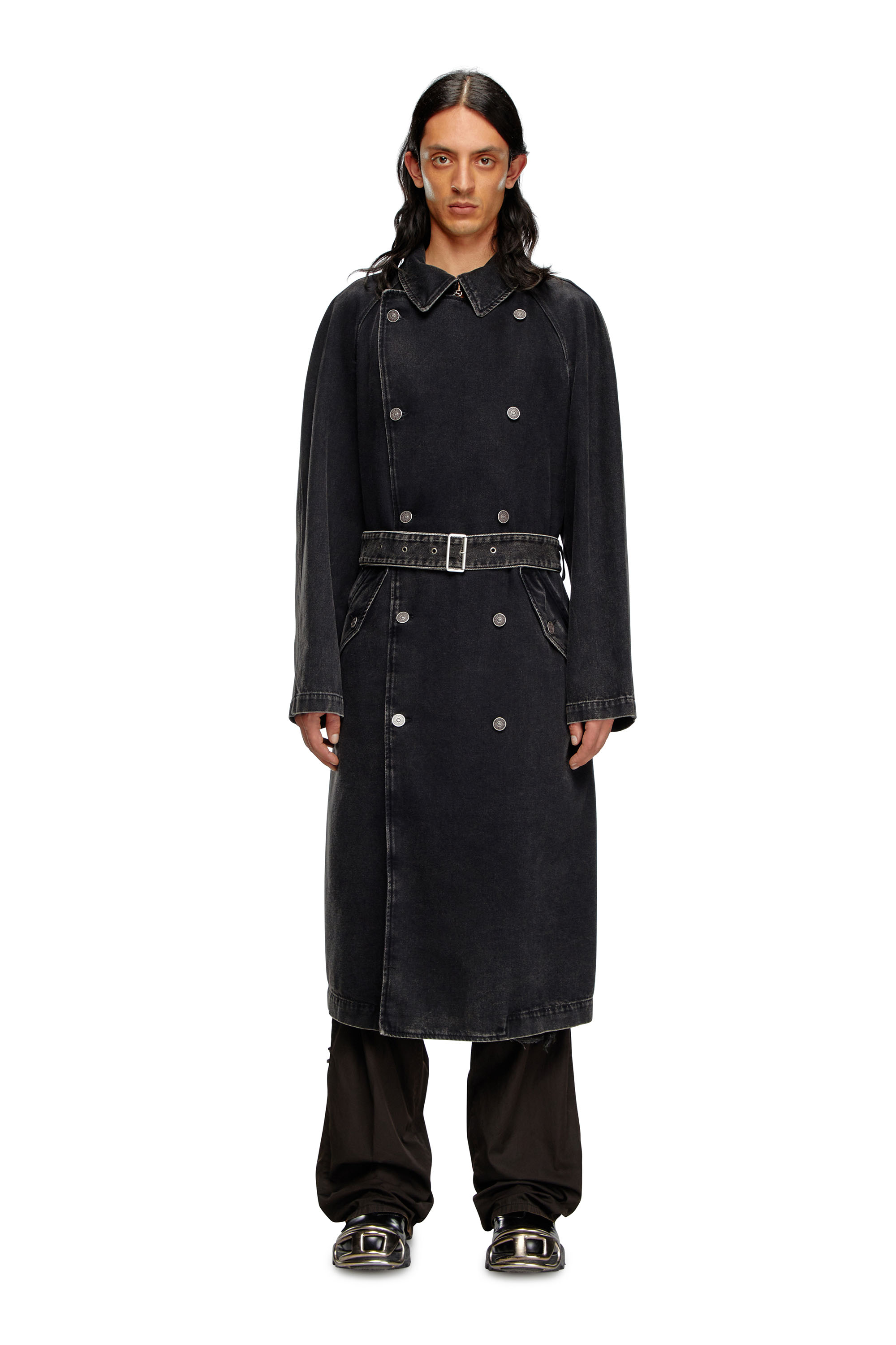 Diesel - D-DELIRIOUS-D, Male's Trench coat in clean-wash denim in Black - 2