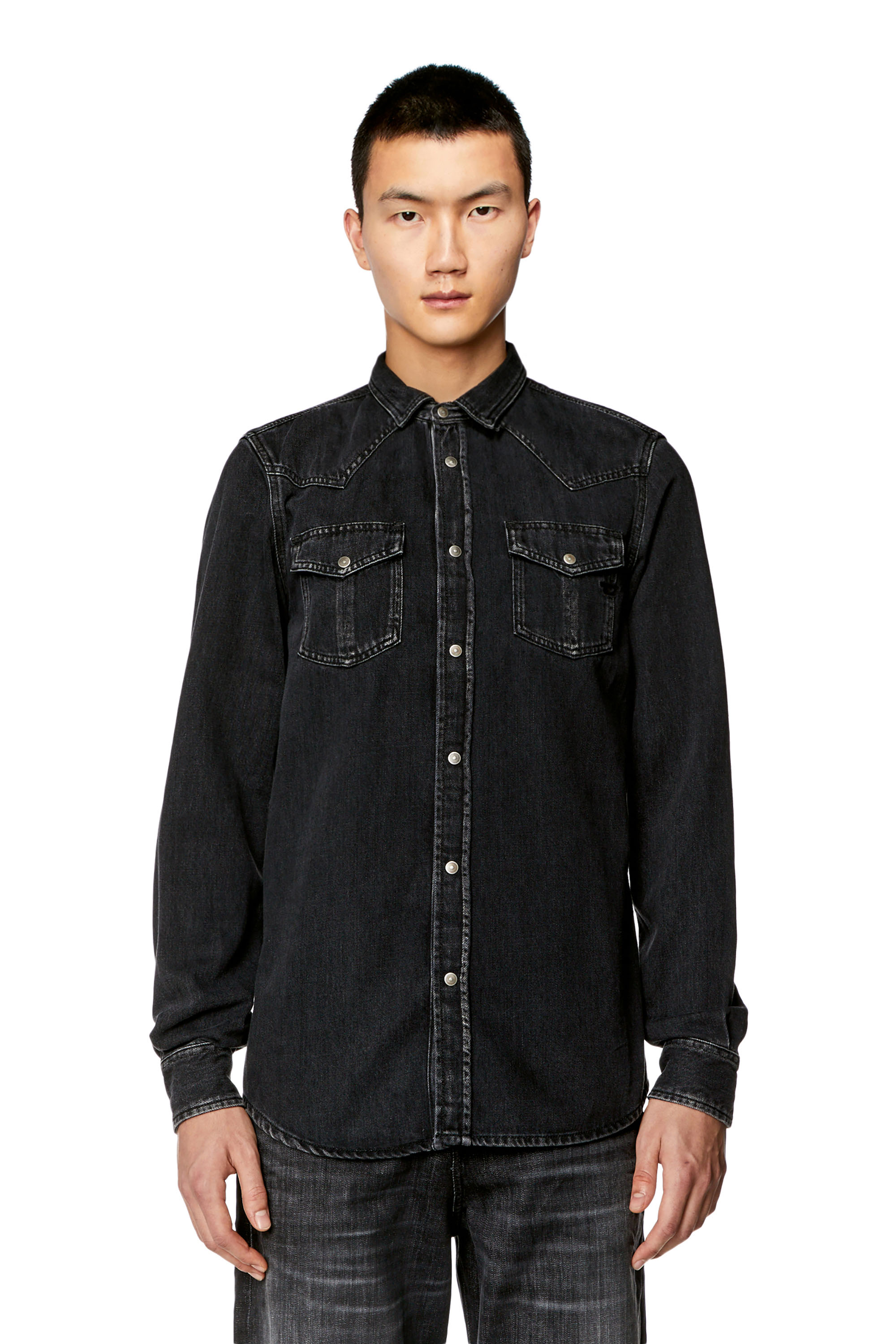 Diesel - D-VEGA, Surchemise en denim Tencel Homme in Noir - 4