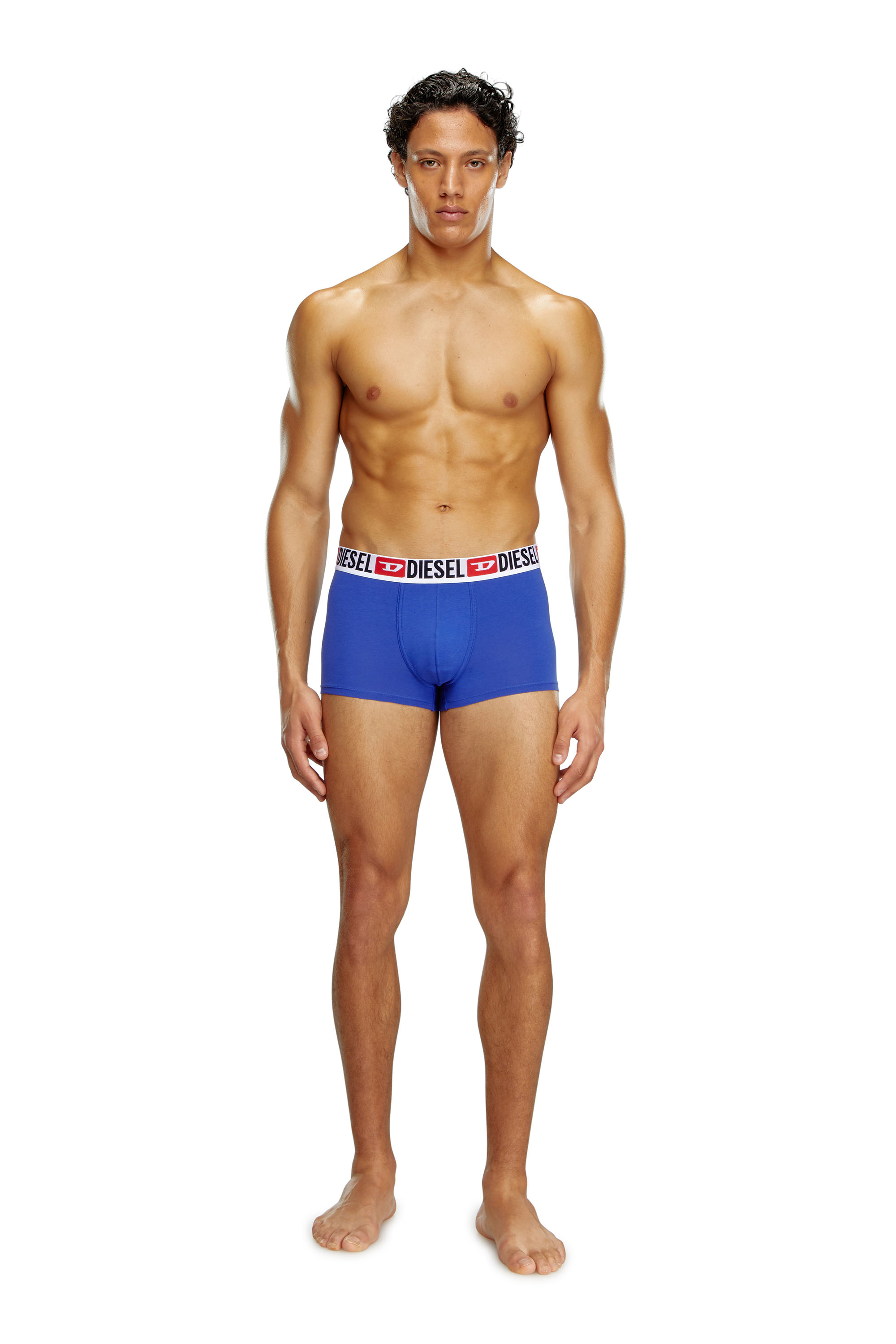 Diesel - UMBX-DAMIENTHREEPACK, Male's Three-pack of all-over logo waist boxers in Blue/Grey - 4