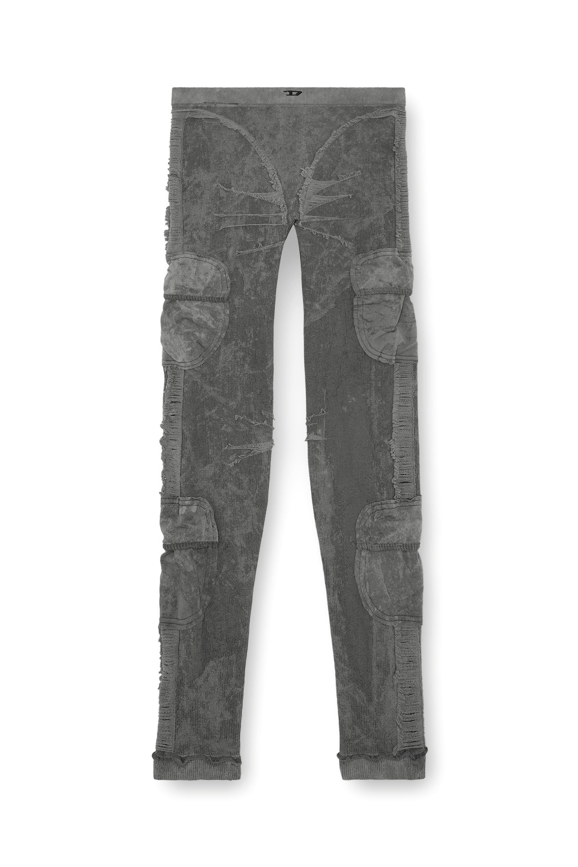 Diesel - AWSB-SEEMA-WT02, Legging côtelé avec section dénouée Femme in Gris - 4