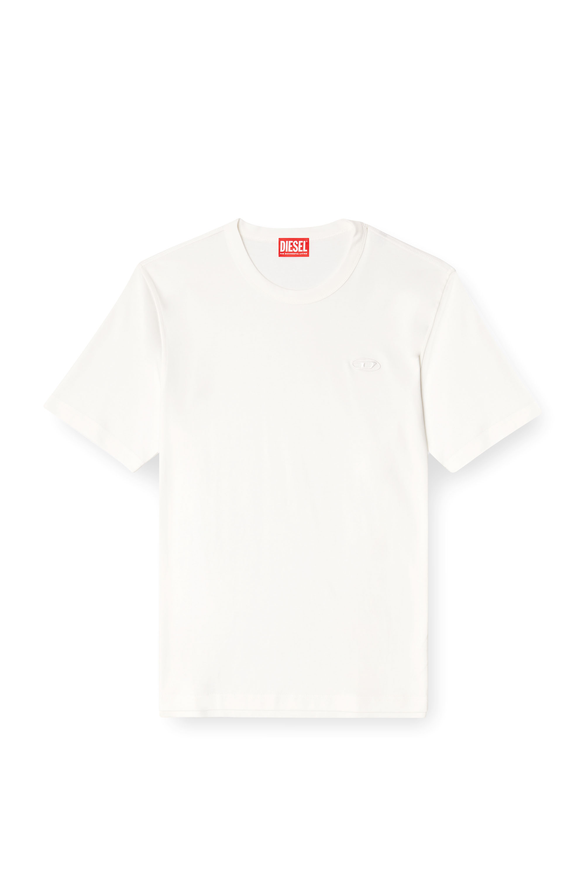 Diesel - T-ADJUST-SLITS-R17, Male's T-shirt with tonal logo embroidery in White - 4