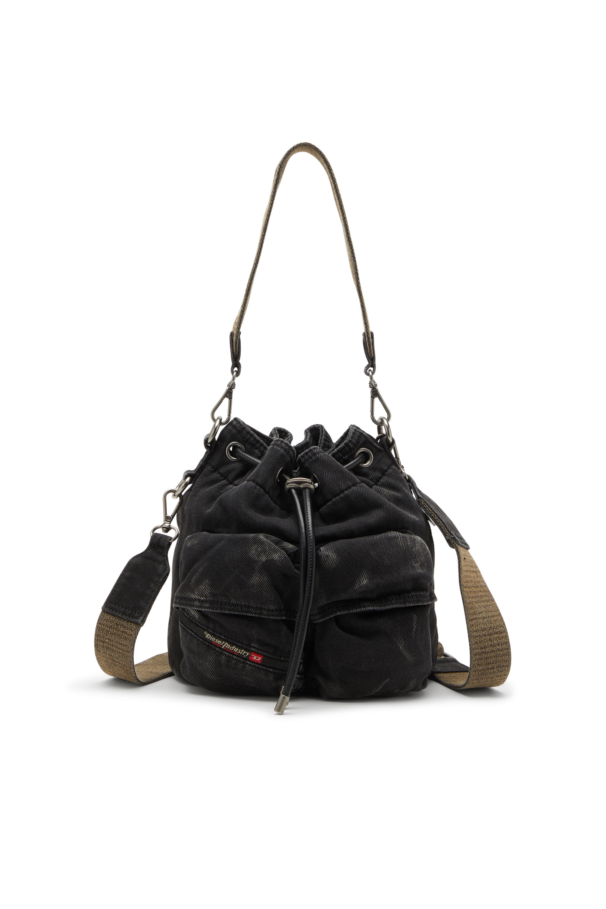 Diesel - MULTI-PKTS BUCKET X, Multi-Pkts-Sac seau multipoche en denim délavé Mixte in Noir - 1