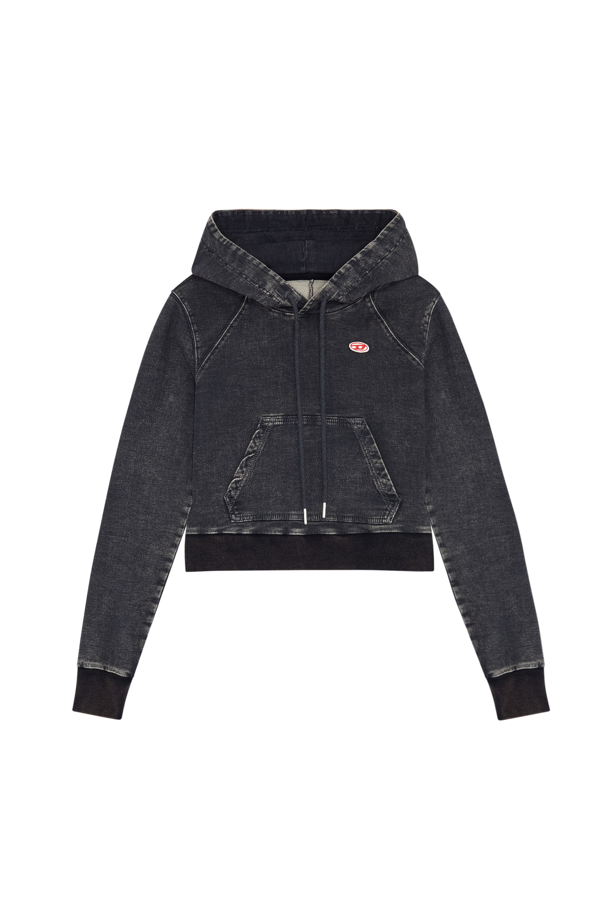 Diesel - D-ANGY TRACK DENIM HOODIE, Black/Dark Grey - Image 6